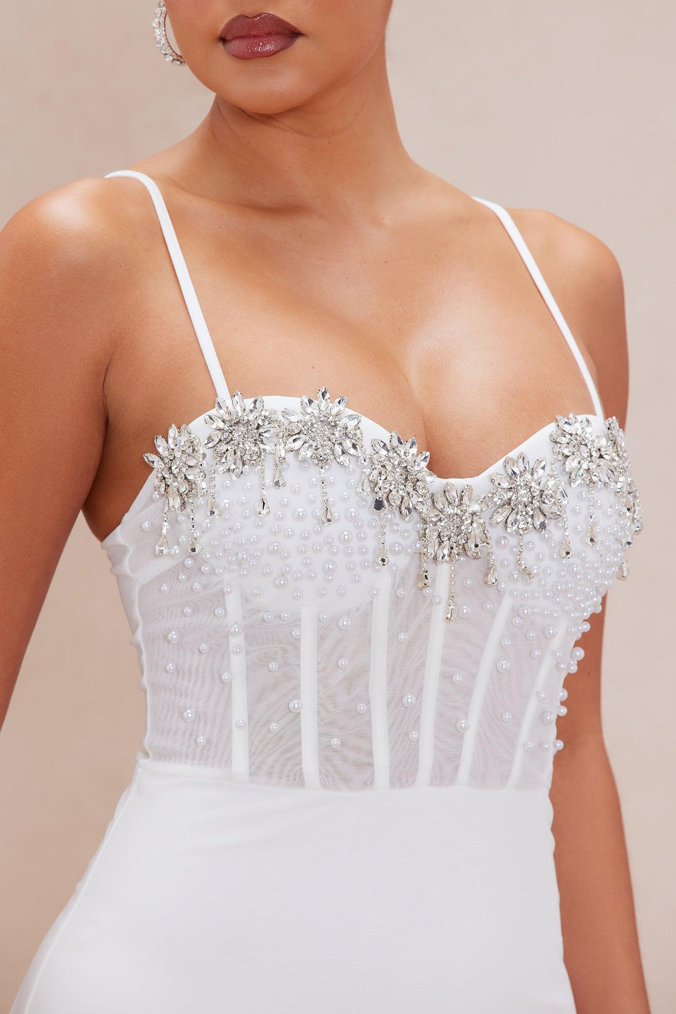 Nadine Embellished Mini Dress - White Product Image