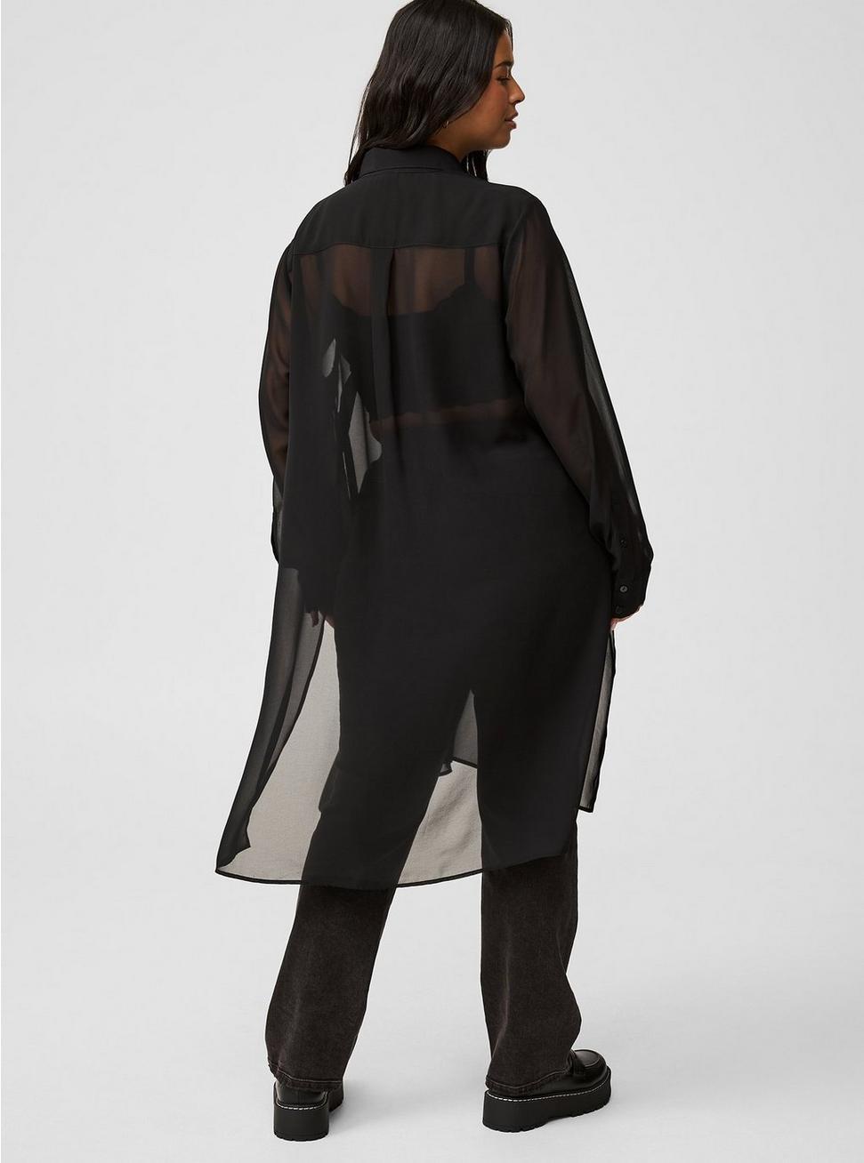 Sheer Long Sleeve Tunic Shirt Product Image