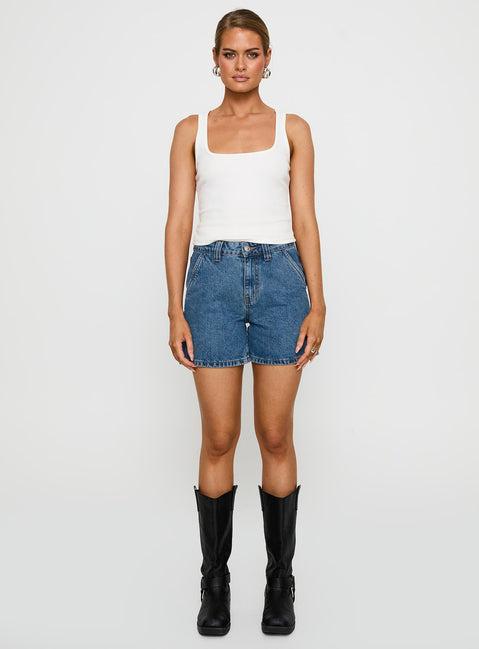 Lou Carpenter Denim Shorts Mid Wash Lower Impact Product Image