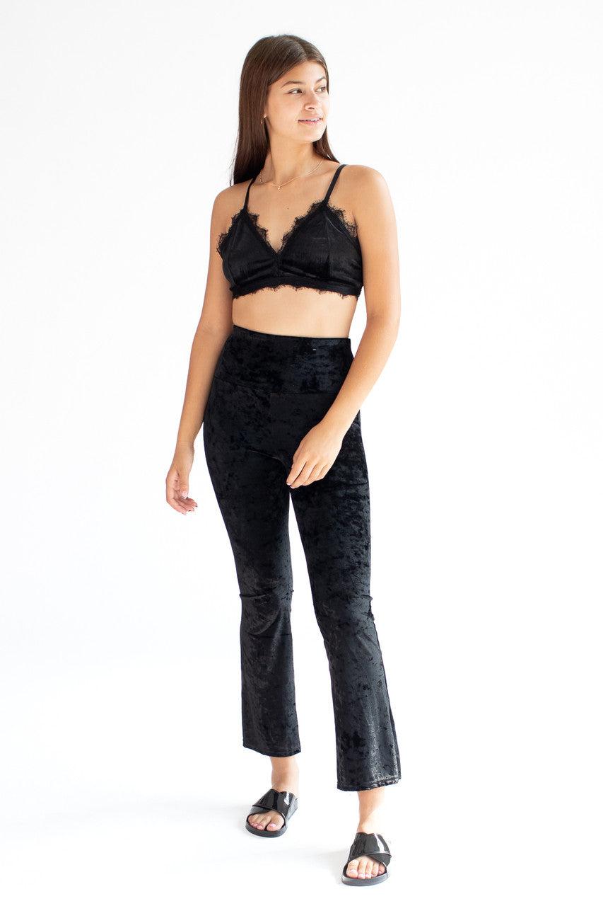 Velvet Lace Trim Bralette Product Image