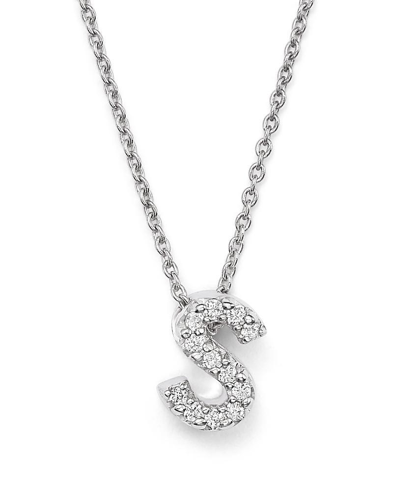 Womens Tiny Treasures 0.08 TCW Diamond & 18K White Gold Initial Necklace Product Image