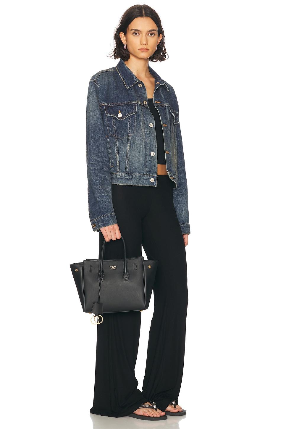 BALENCIAGA Women Black Leather Mini Carry All Hampton Shopping Bag Product Image