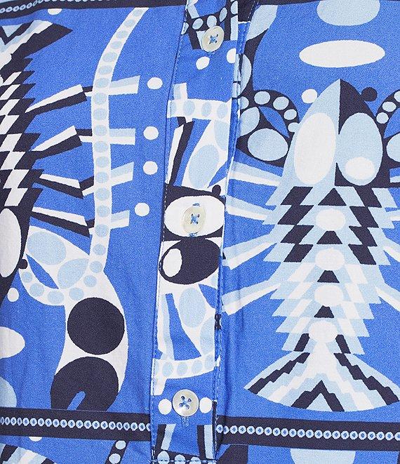 Jude Connally Pru Stretch Poplin Seaside Catch Print Point Collar Long Sleeve Top Product Image