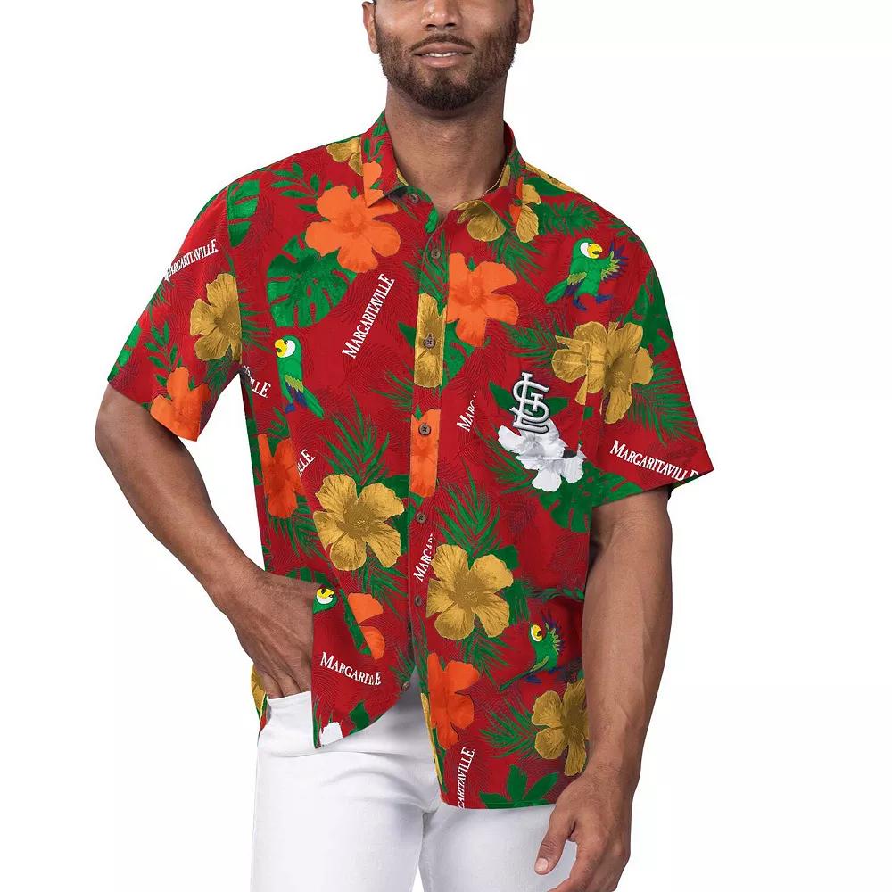 Men's Margaritaville Red St. Louis Cardinals Island Life Floral Party Button-Up Shirt, Size: Medium Product Image