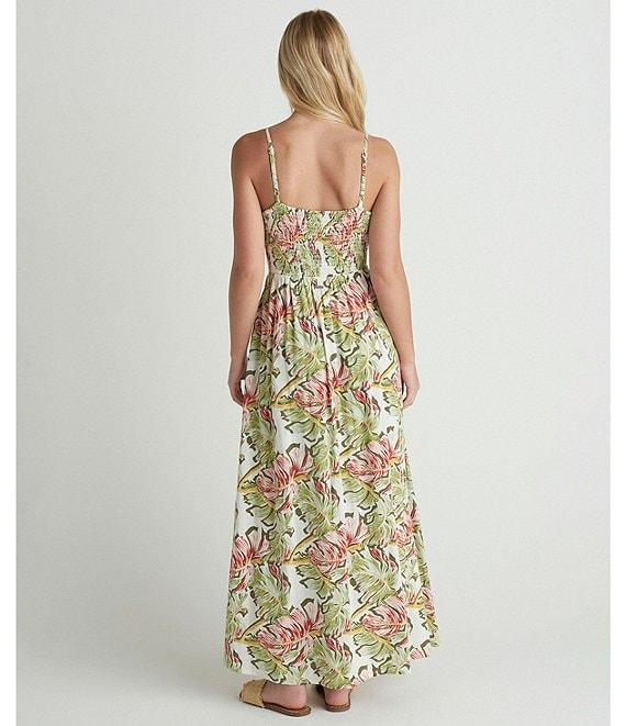 Hurley Malibu Sleeveless Tropical Floral/Leaf Print Long Dress Product Image