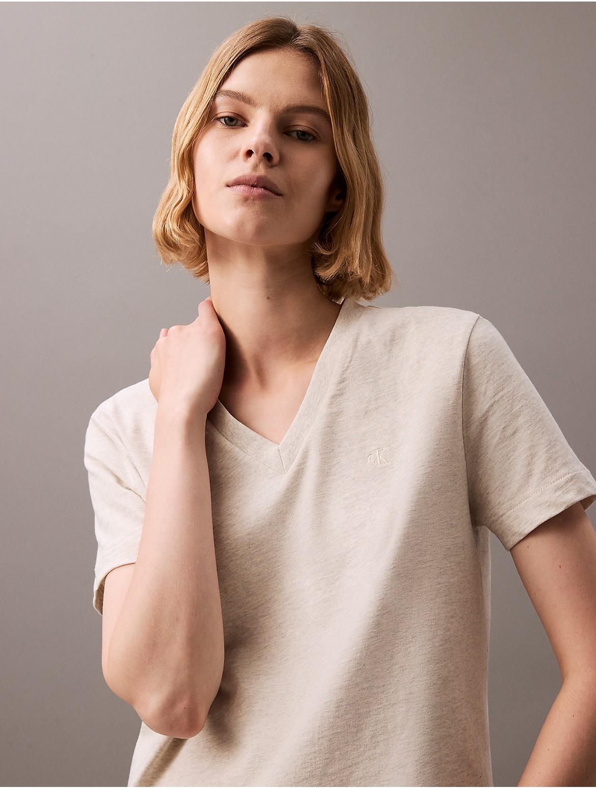 Calvin Klein Womens Archive Logo V-Neck T-Shirt Product Image