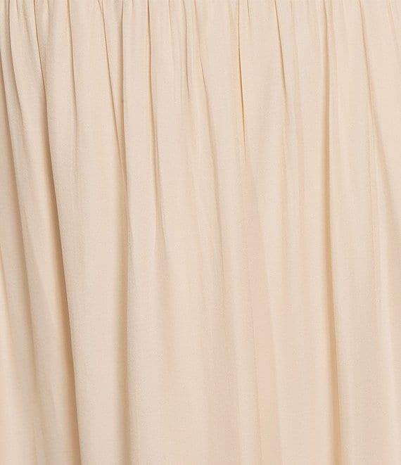 Skies Are Blue Split Tie Neck 3/4 Sleeve Tiered Ruffle Maxi Dress Product Image