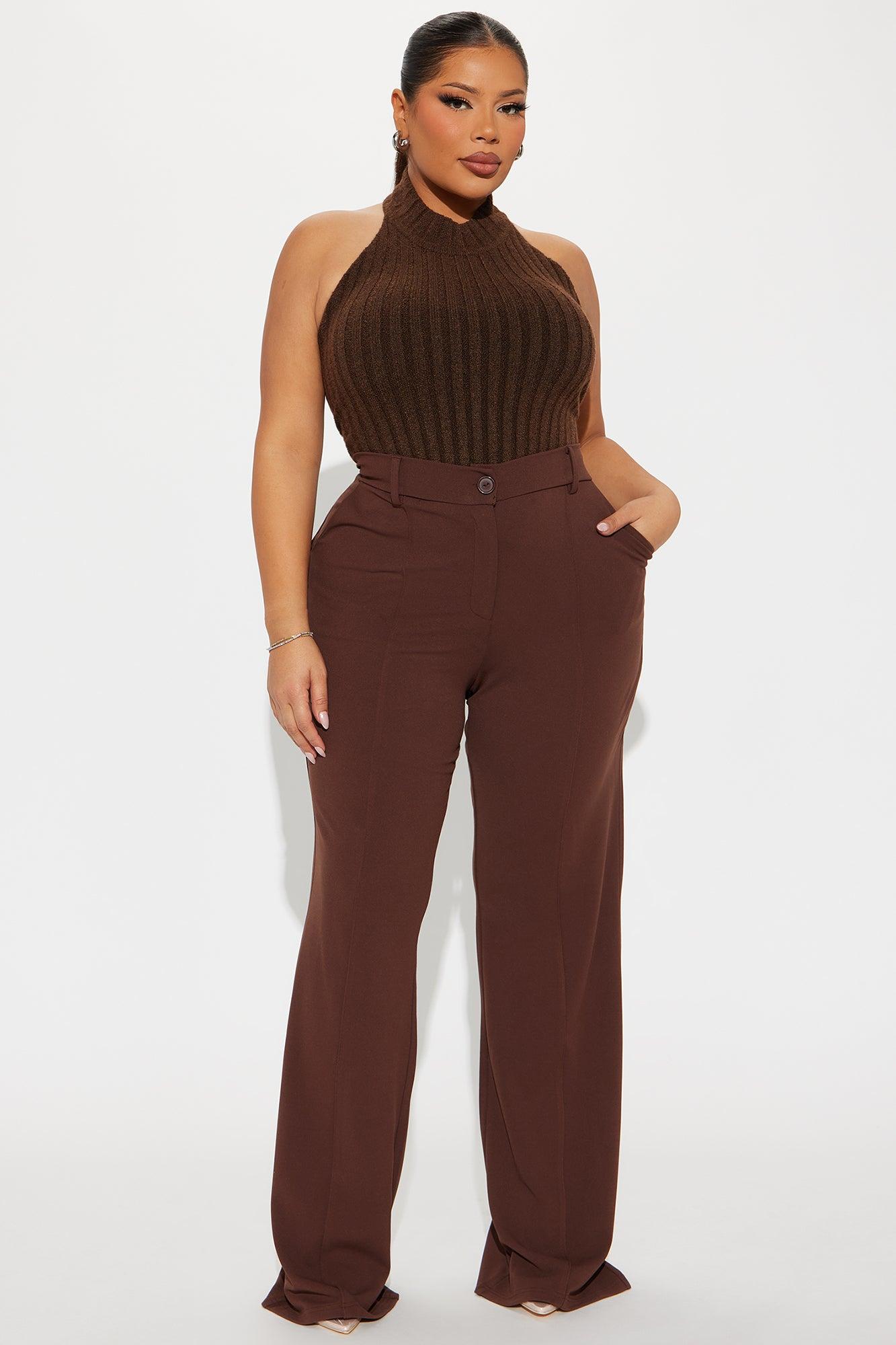 Heidi Wide Leg Trouser Pant - Chocolate Product Image