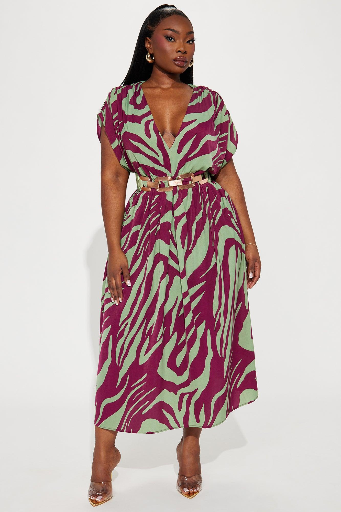 Talia Belted Maxi Dress - Sage/combo Product Image