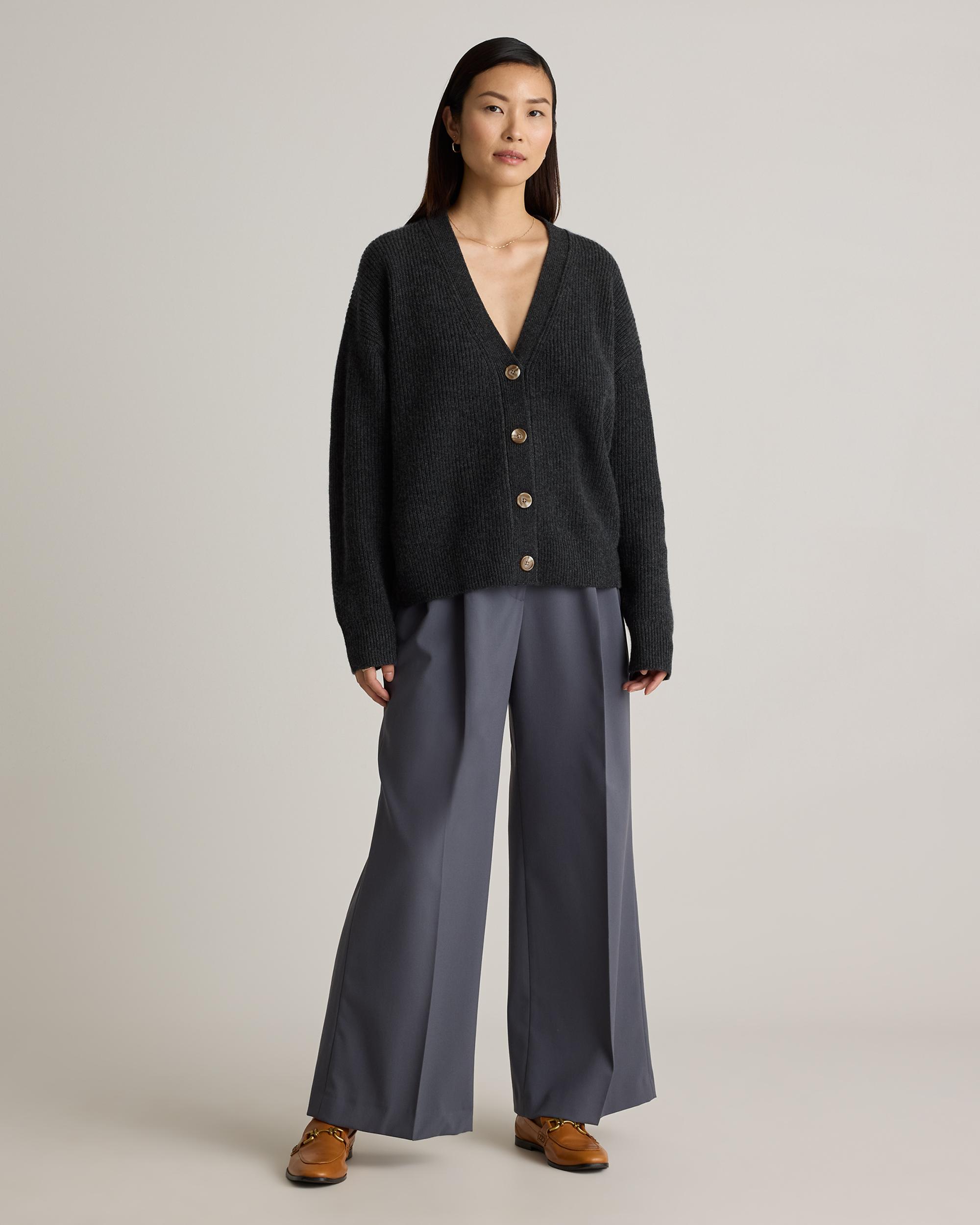 Quince | Women's Mongolian Cashmere Fisherman Boxy Cropped Cardigan Sweater Size XS Product Image