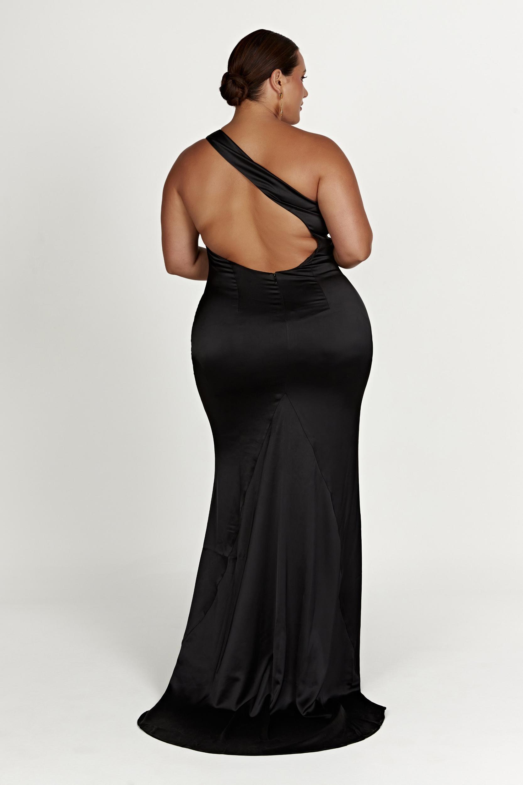 Harper One Shoulder Gown - Black Product Image