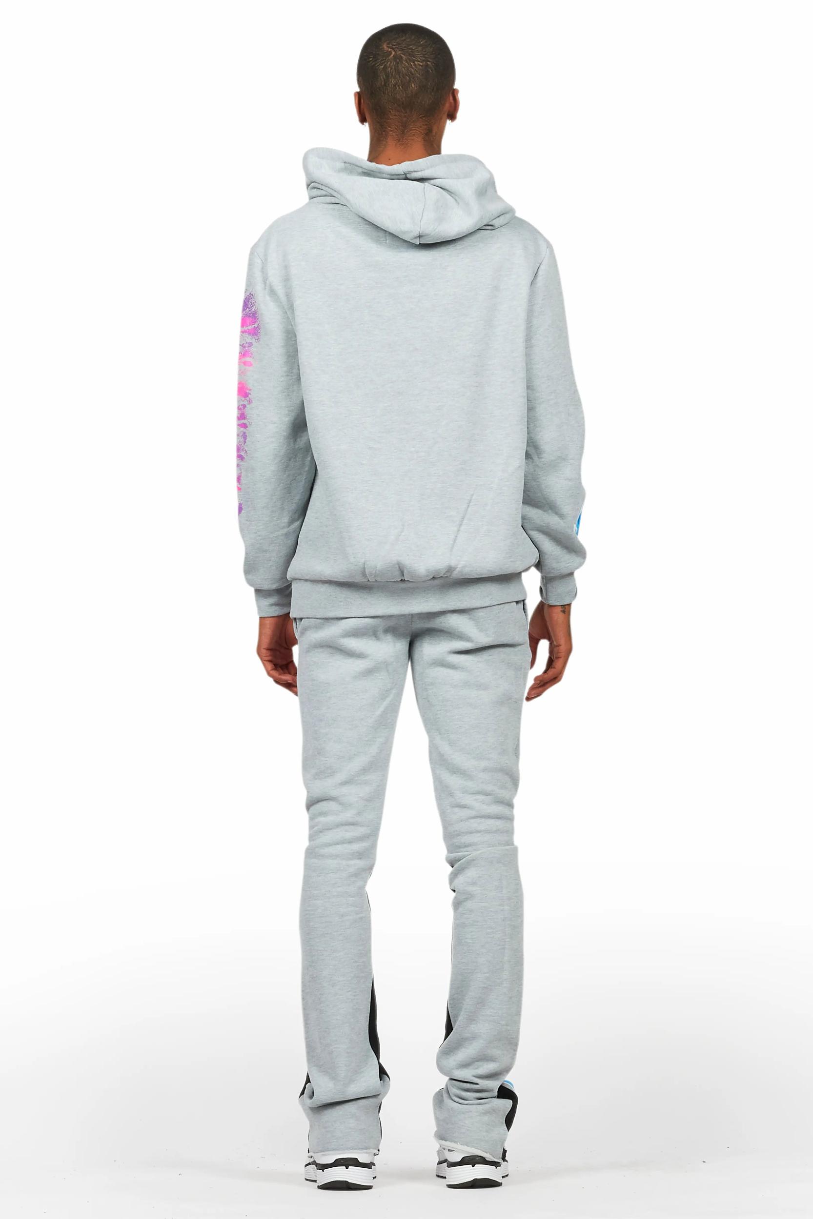 Beno Heather Grey Stacked Flare Hoodie Track Set Male Product Image