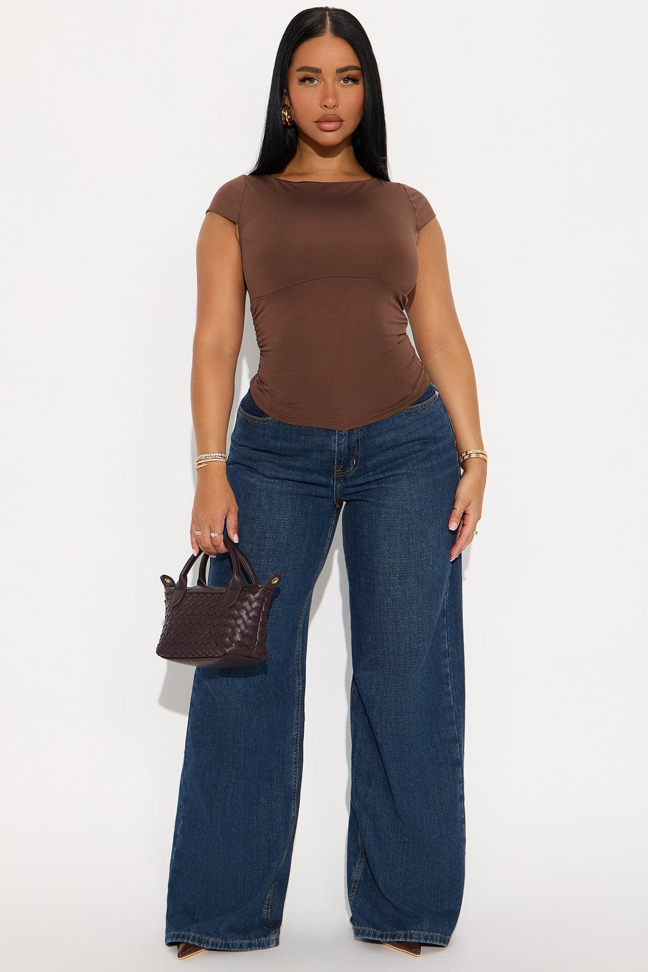 Nadine Boat Neck Top - Brown Female Product Image