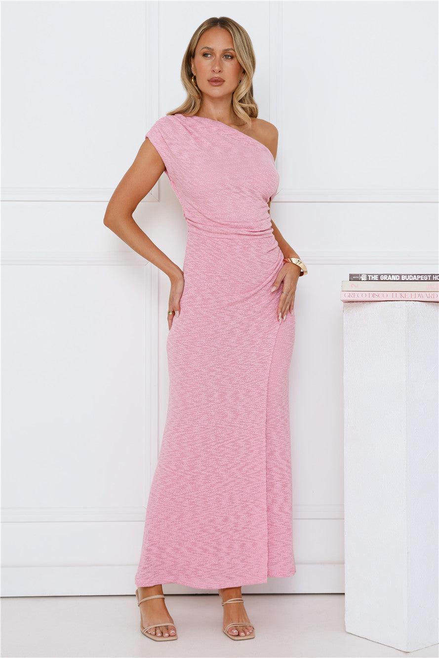 In My Style Era Off Shoulder Maxi Dress Pink Product Image