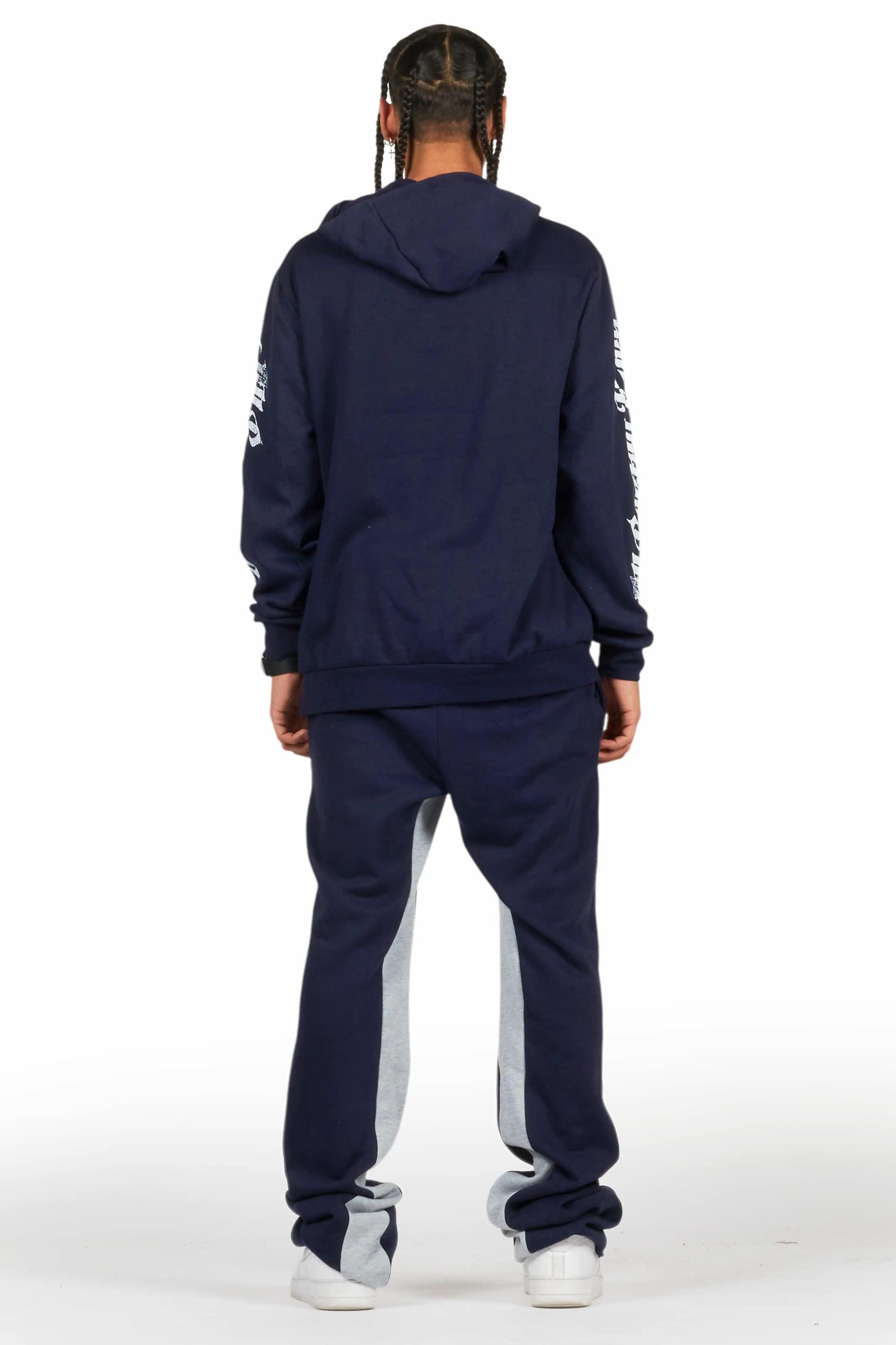All Seeing Eyes Navy Hoodie/Baggy Track Pant Set Male Product Image