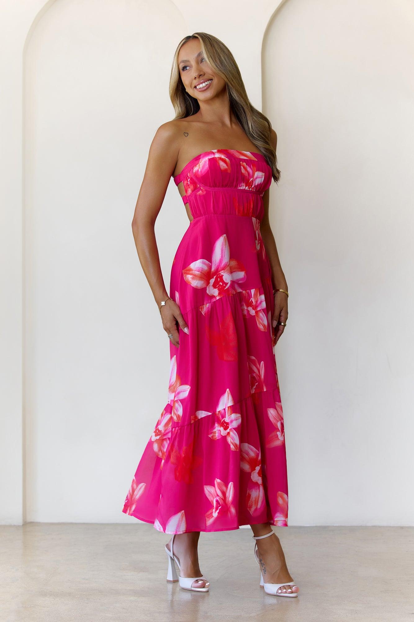 Bloom Vista Strapless Maxi Dress Pink Product Image