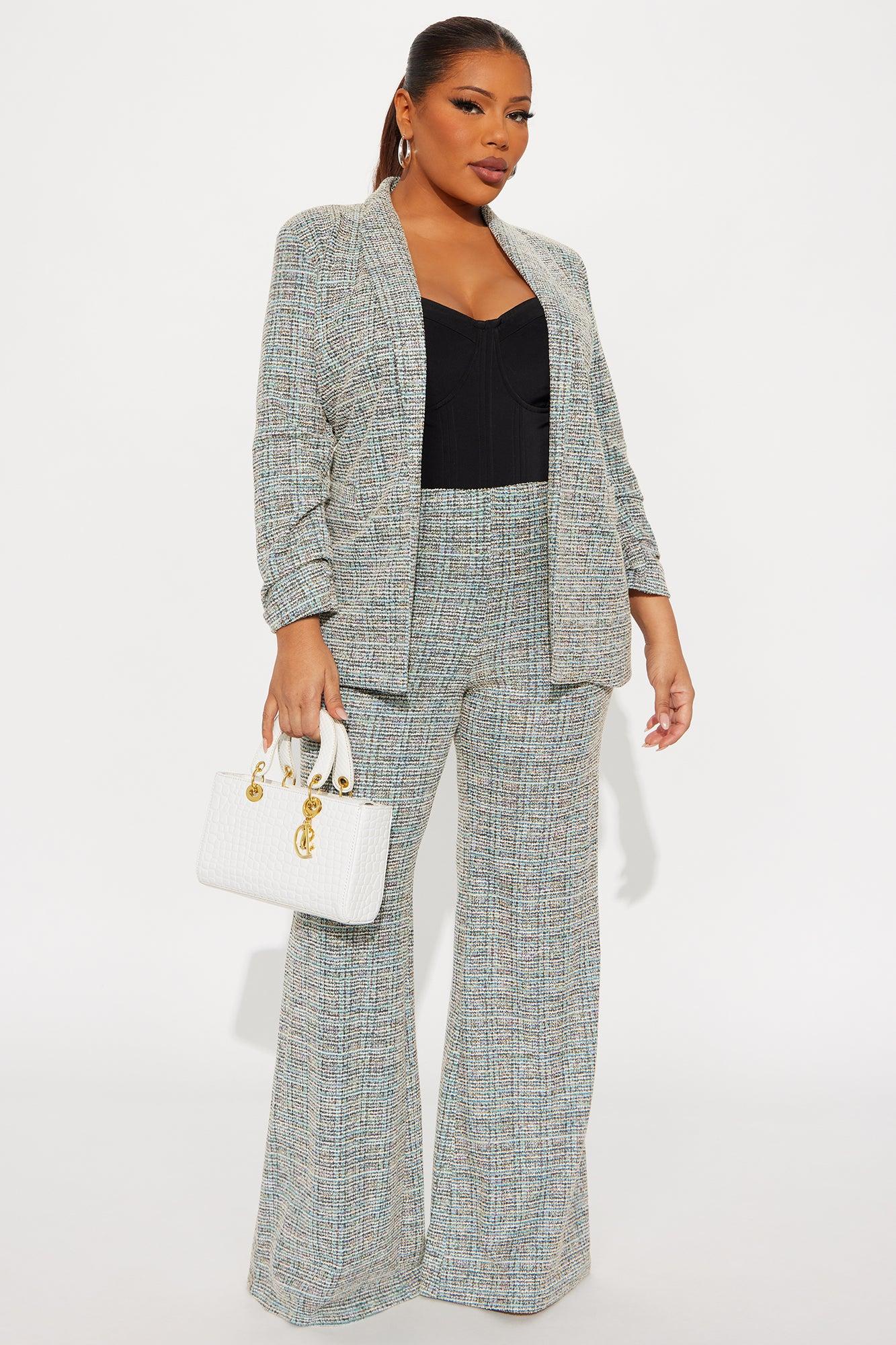 High Priority Knit Tweed Blazer Pant Set - Multi Color Female Product Image