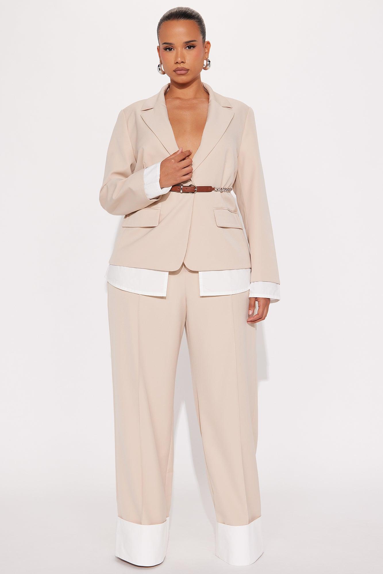 Making Moves Office Pant Set - Beige Female Product Image