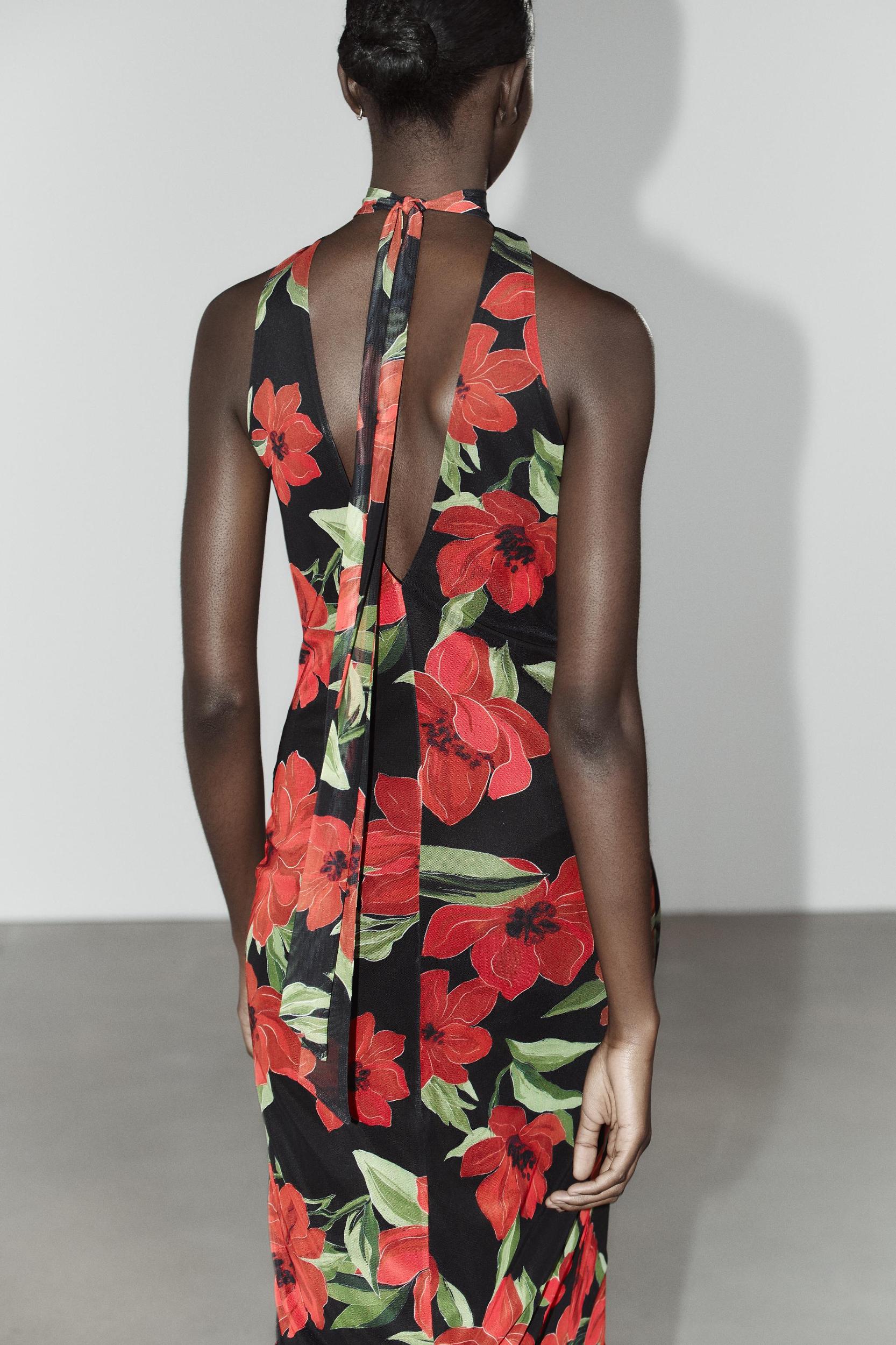 FLORAL PRINT TULLE SCARF DRESS Product Image