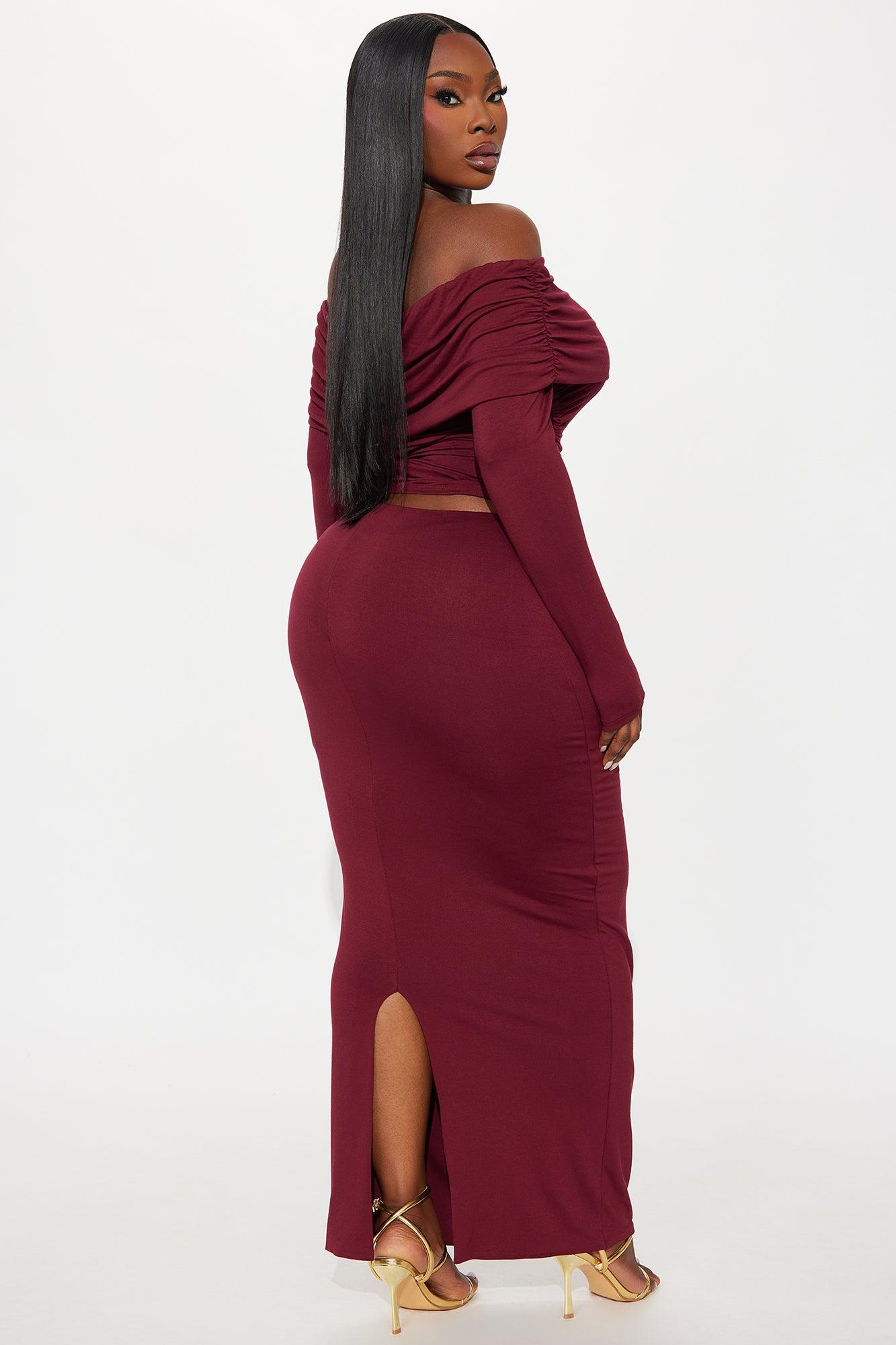 Hailey Double Lined Maxi Skirt Set - Wine Female Product Image