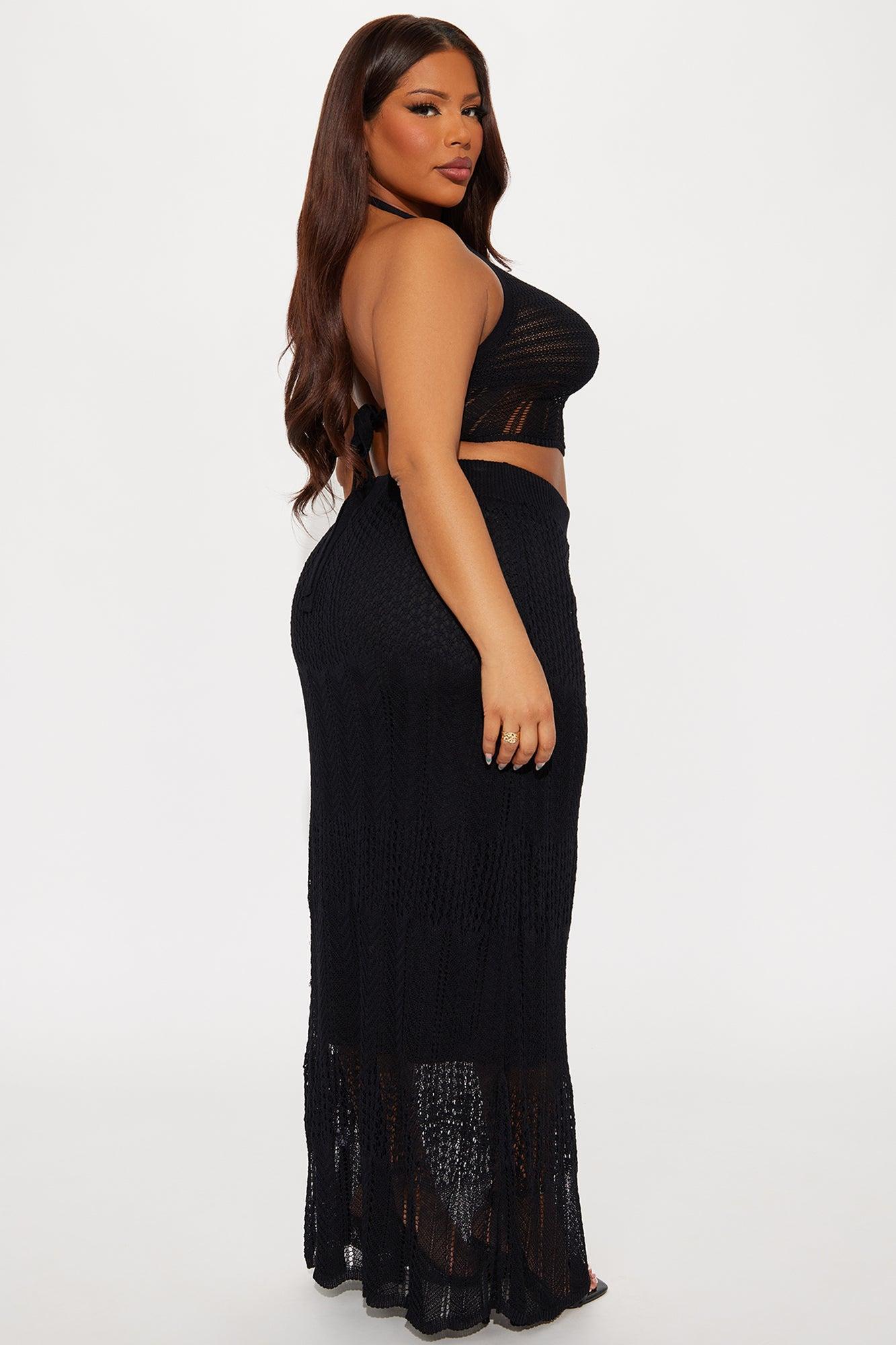 Marbella Crochet Maxi Skirt Set - Black Female Product Image