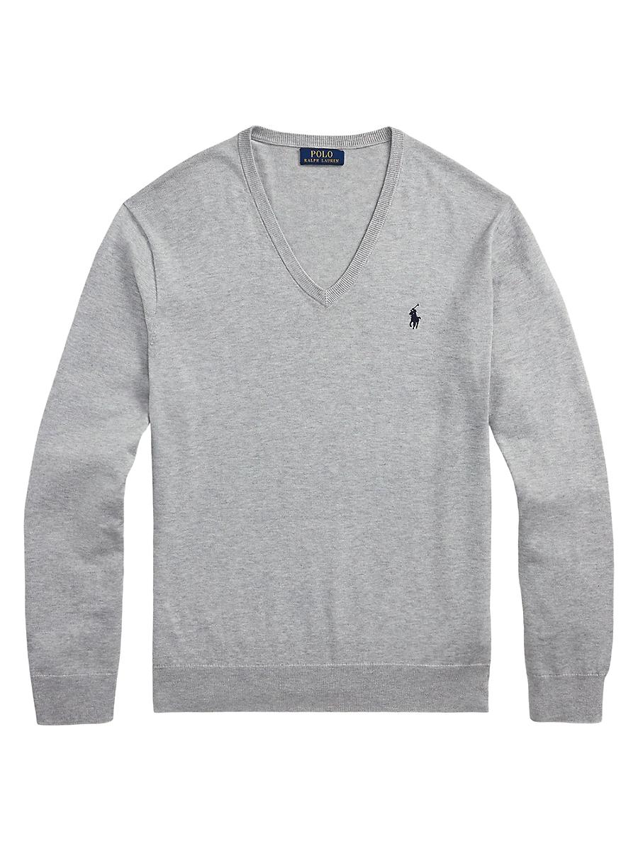 Mens Cotton V-Neck Sweater Product Image