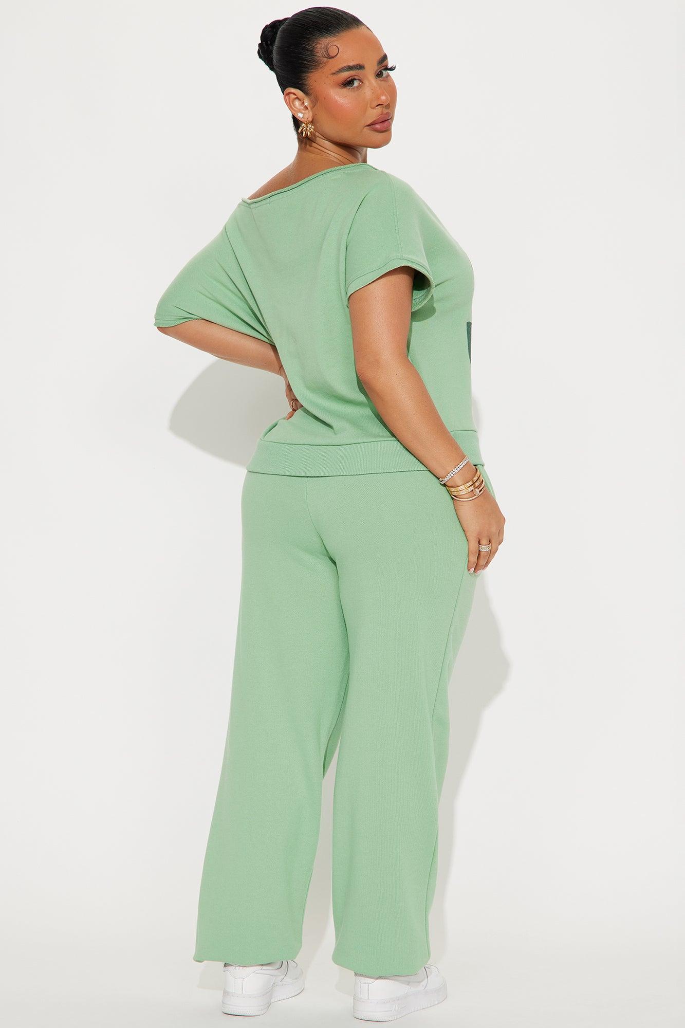 56 Off Shoulder Jogger Set - Sage Product Image
