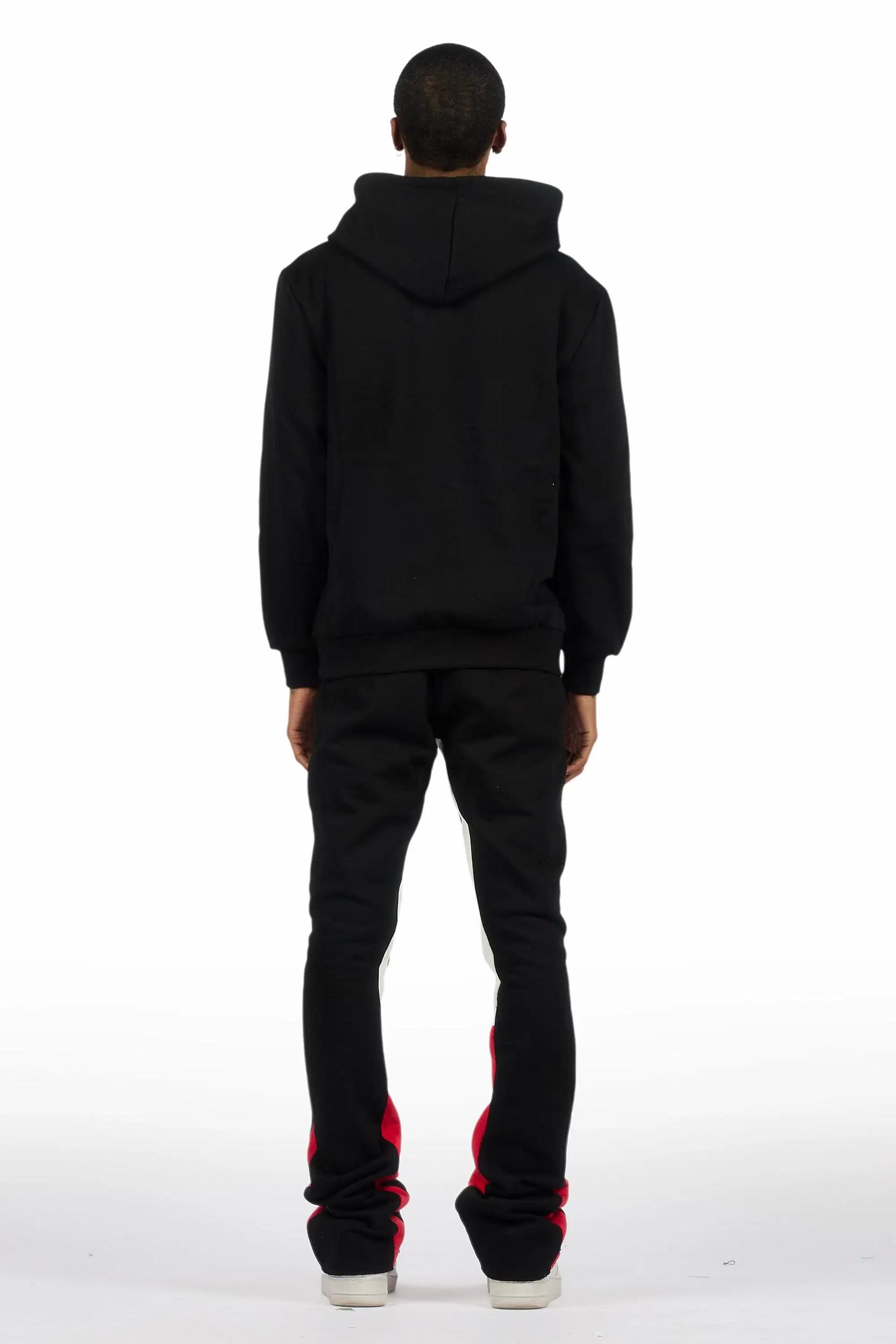 Scottie Black/Red Paint Splatter Hoodie/Stacked Flare Pant Set Male Product Image