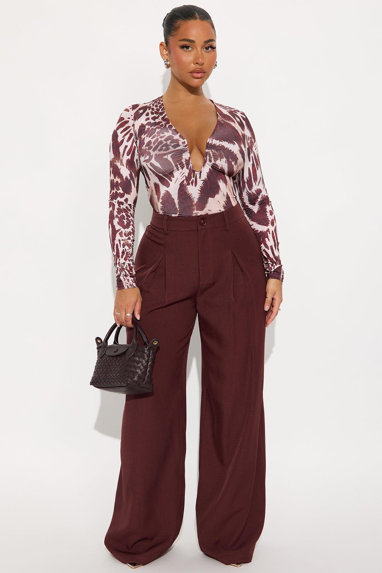Alena Crepe Wide Leg Trouser Pant - Chocolate Female Product Image