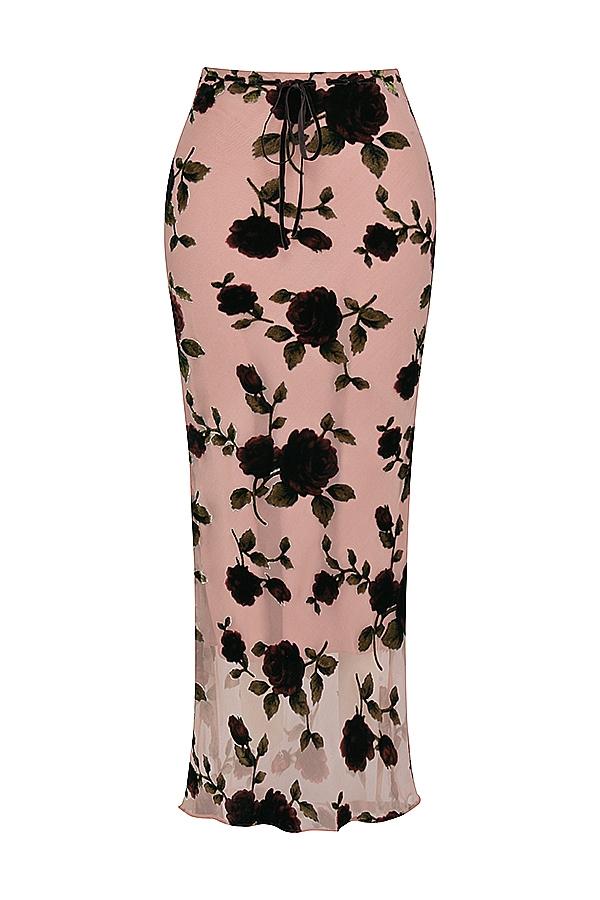 Imaan  dusty pink devore maxi skirt Product Image