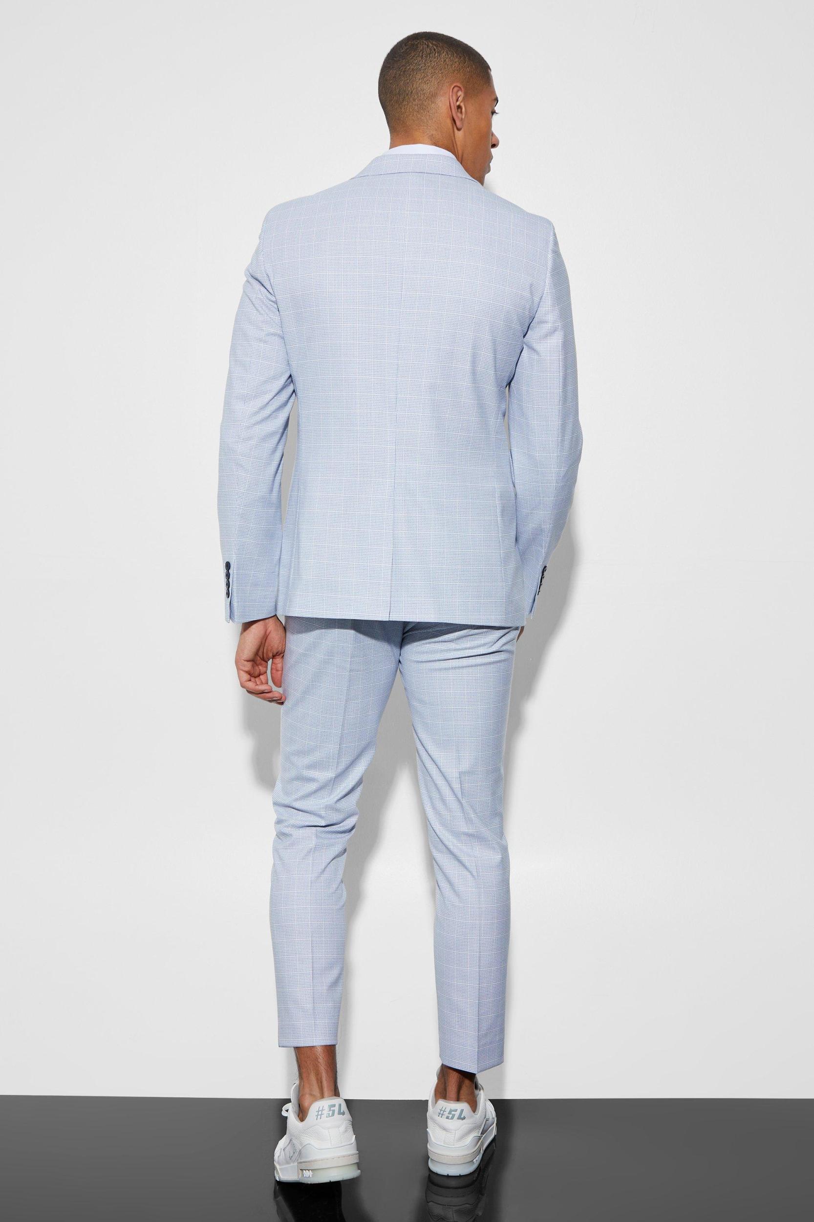 Slim Single Breasted Micro Plaid Suit Jacket | boohooMAN USA Product Image