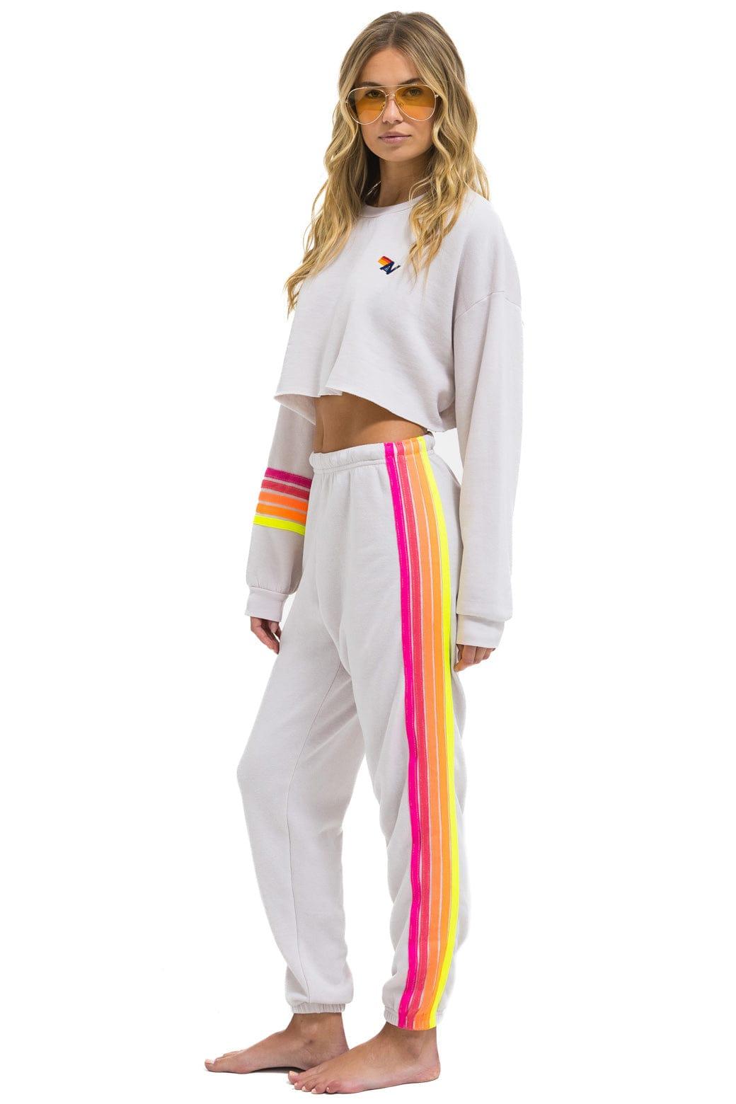5 STRIPE SWEATPANTS - DOVE // NEON Female Product Image