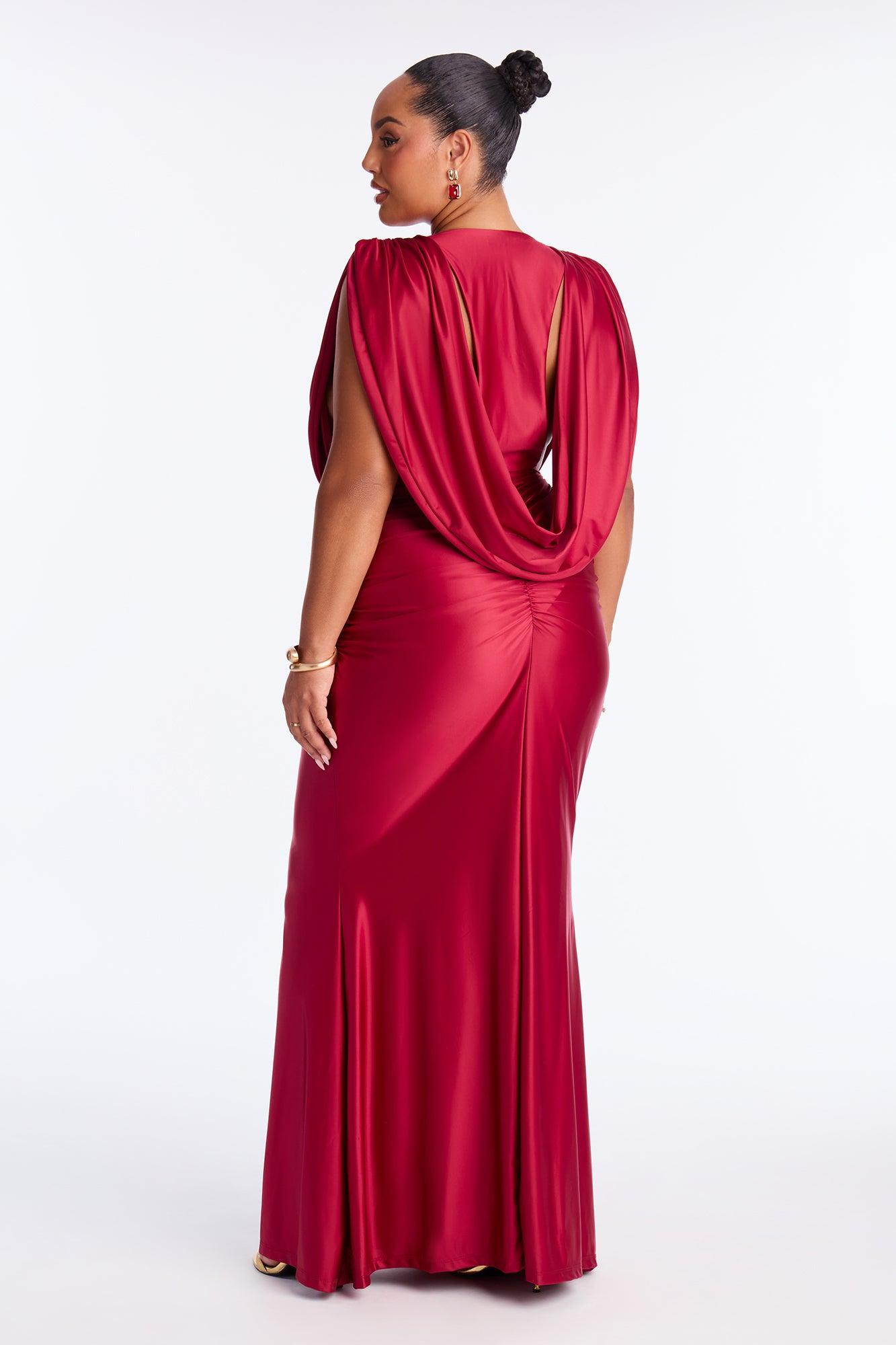 Honest Soul Satin Maxi Gown - Wine Female Product Image