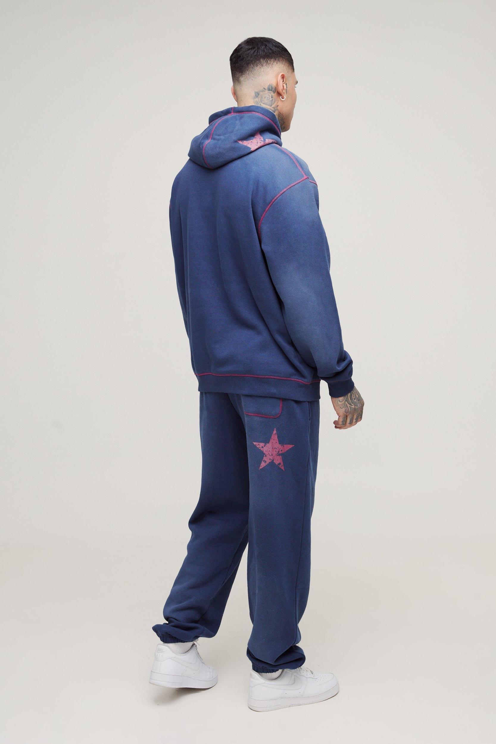 Tall Oversized Contrast Stitch Lmted Spray Wash Sweatpants | boohooMAN USA Product Image