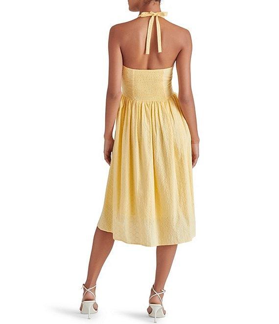 Steve Madden Ressi Eyelet Halter Neck Sleeveless Smocked Back Midi Dress Product Image