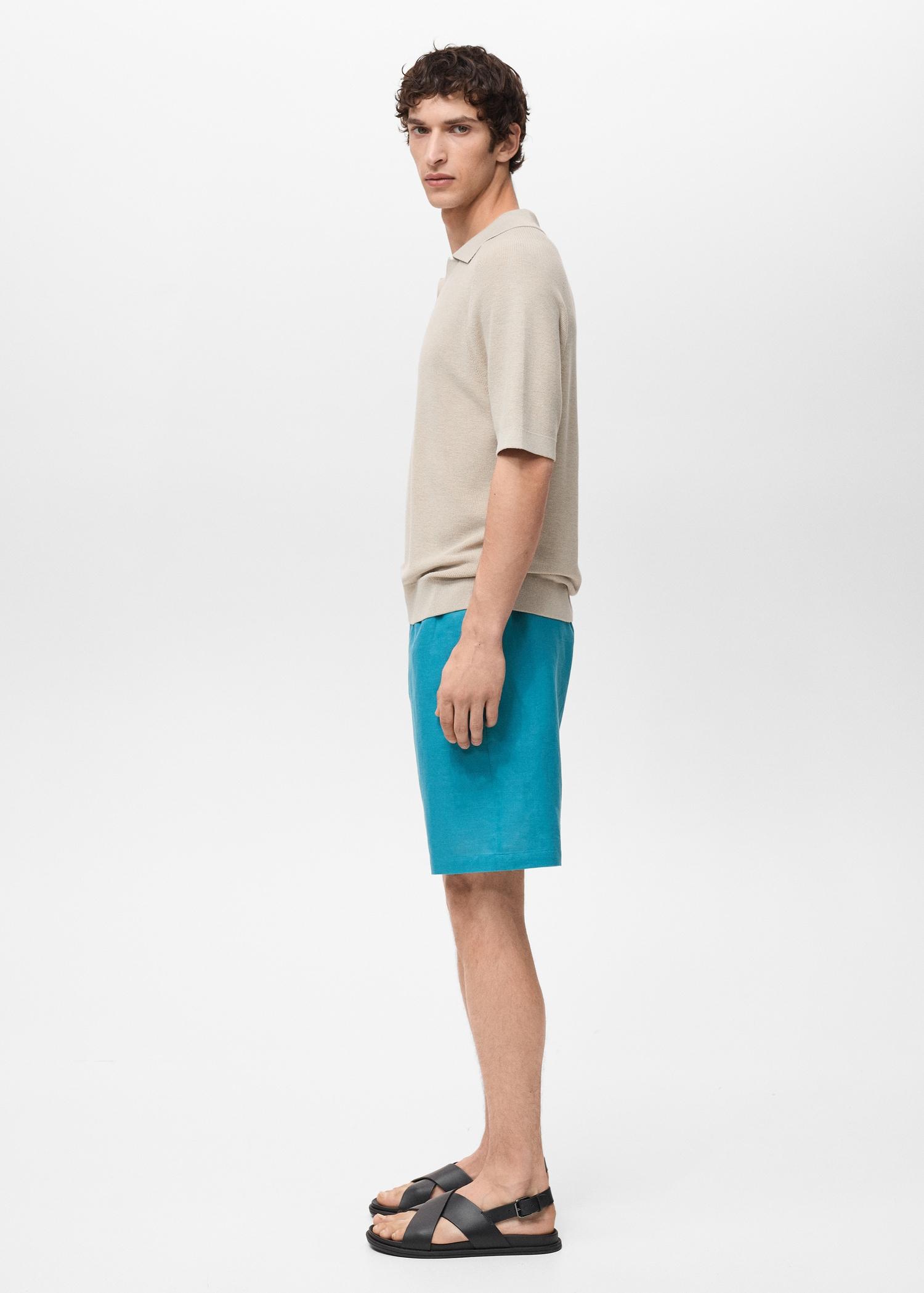 Linen-blend bermuda shorts with drawstring - Men | MANGO USA Product Image