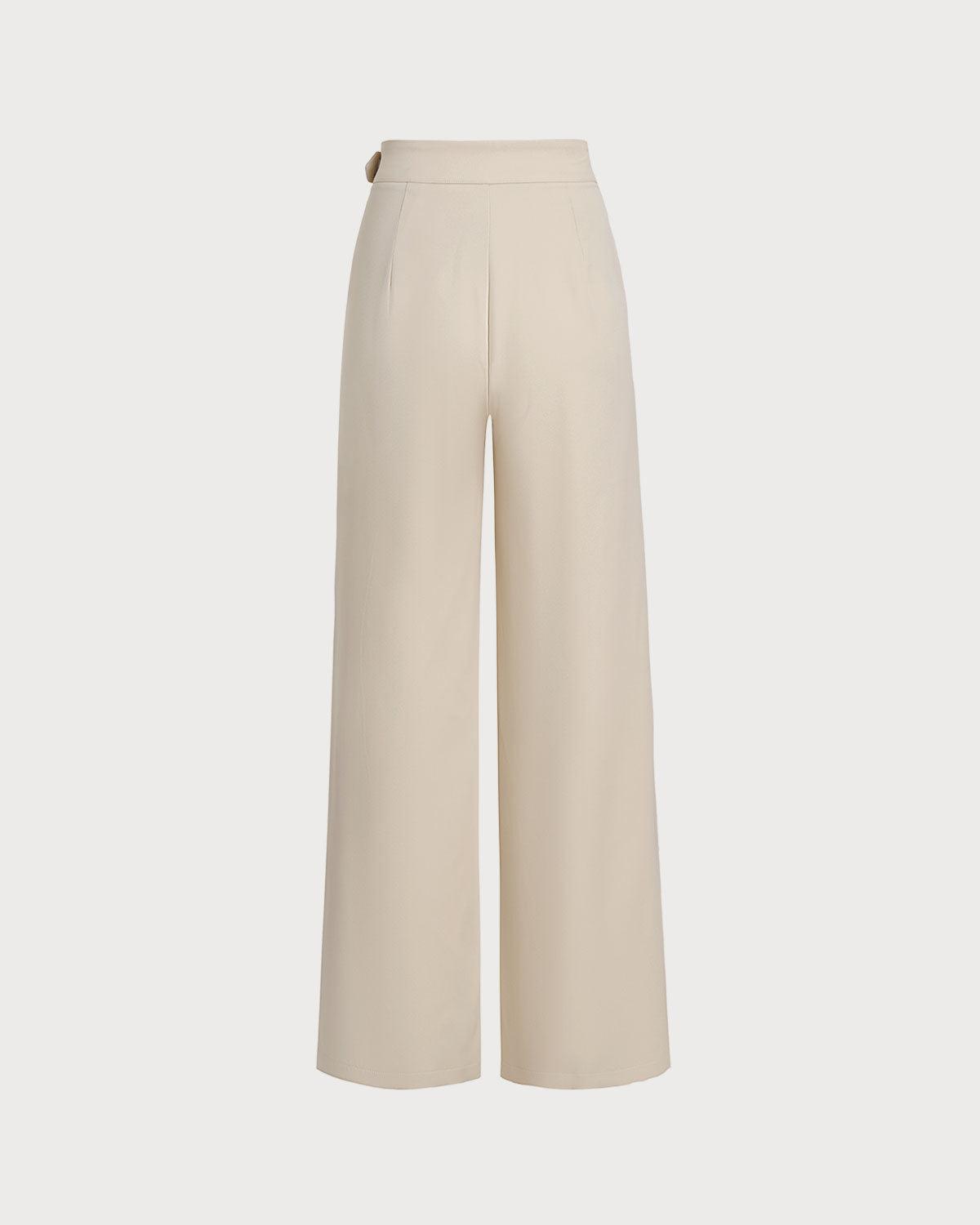 Apricot Ruched Straight Pants Product Image
