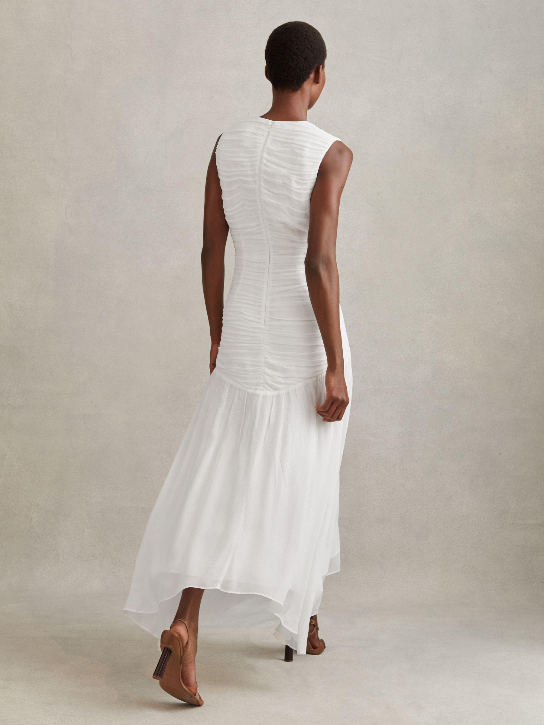 Ruched Bodycon Midi Dress in Ivory Product Image
