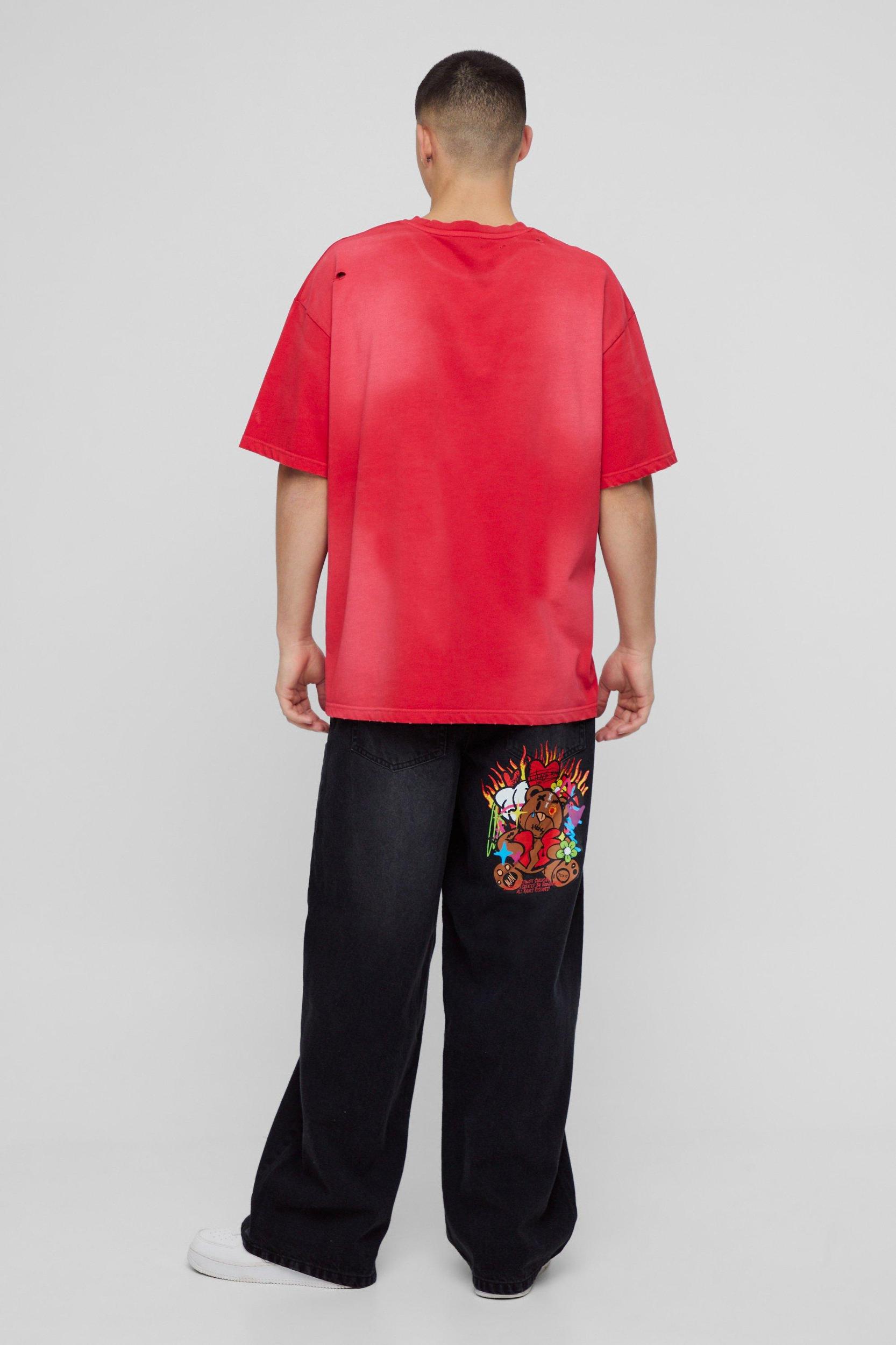 Baggy Rigid Applique Denim Jeans | boohooMAN USA Product Image