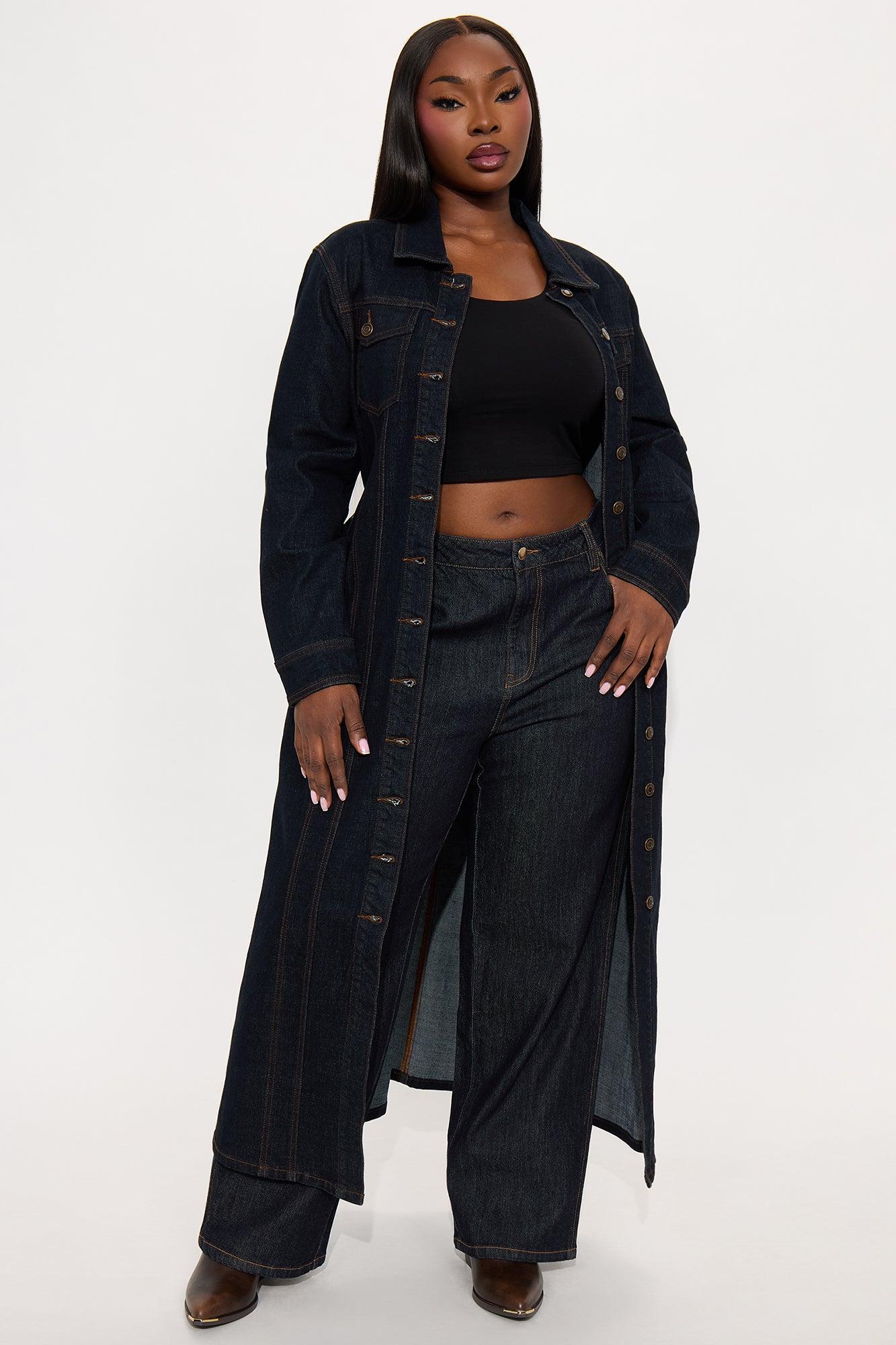 Brooke Belted Denim Trench Coat - Dark Wash Female Product Image