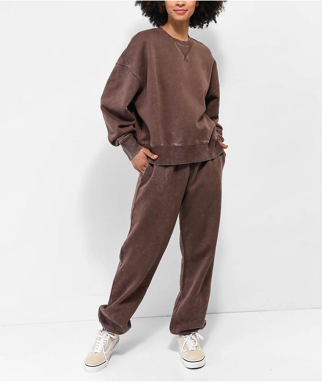 Ninth Hall Fundamentals Brown Wash Relaxed Crewneck Sweatshirt Product Image