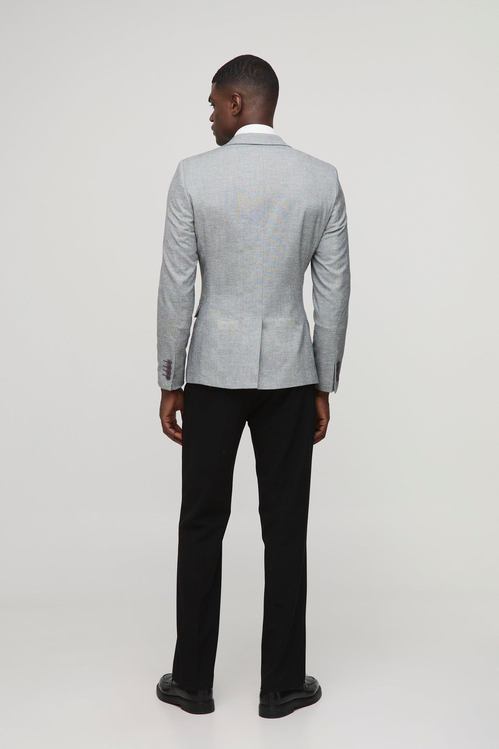 Skinny Single Breasted Linen Suit Jacket | boohooMAN USA Product Image