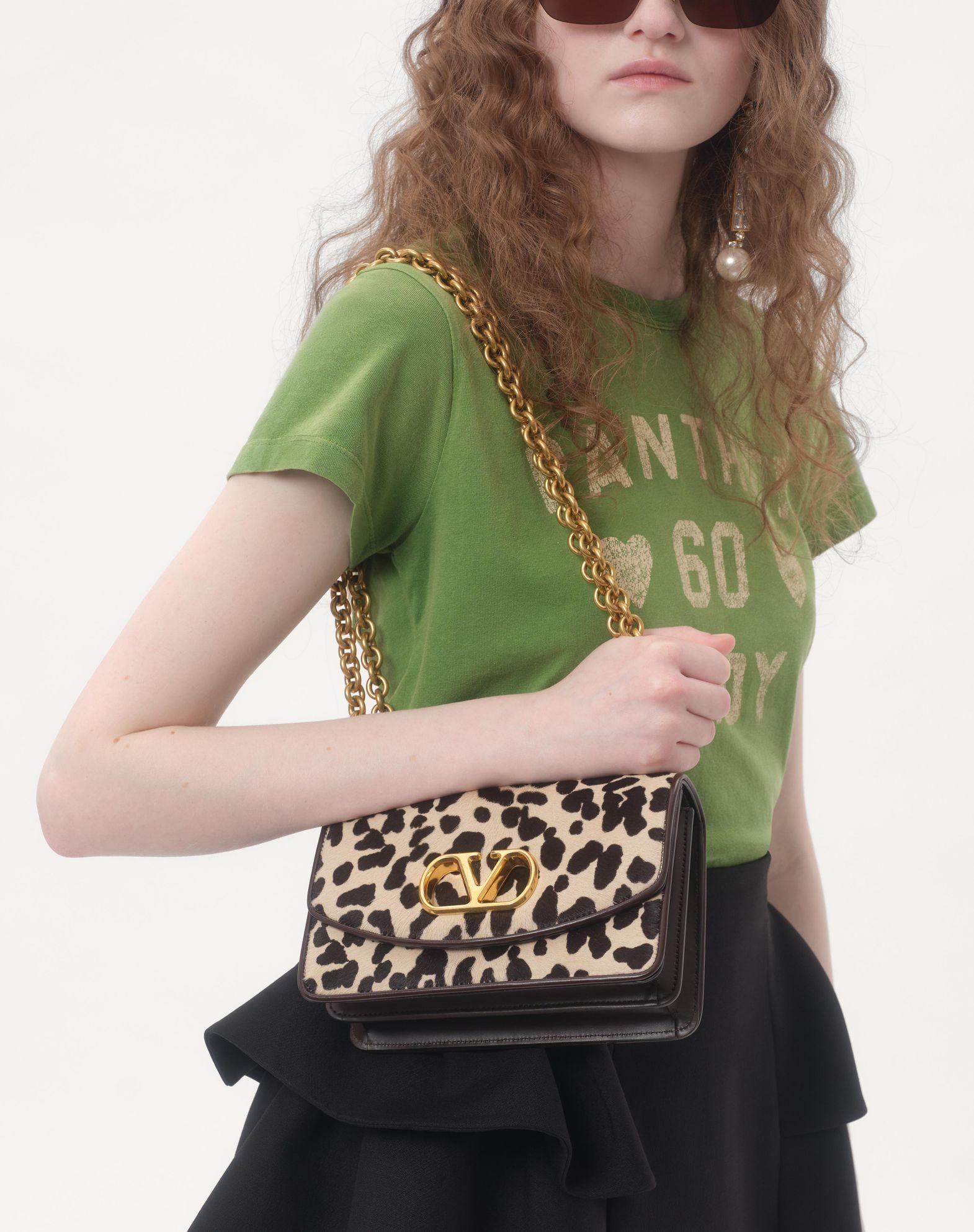 Valentino Garavani Vain Small Shoulder Bag In Pony Effect Calfskin With Animalier Print Product Image