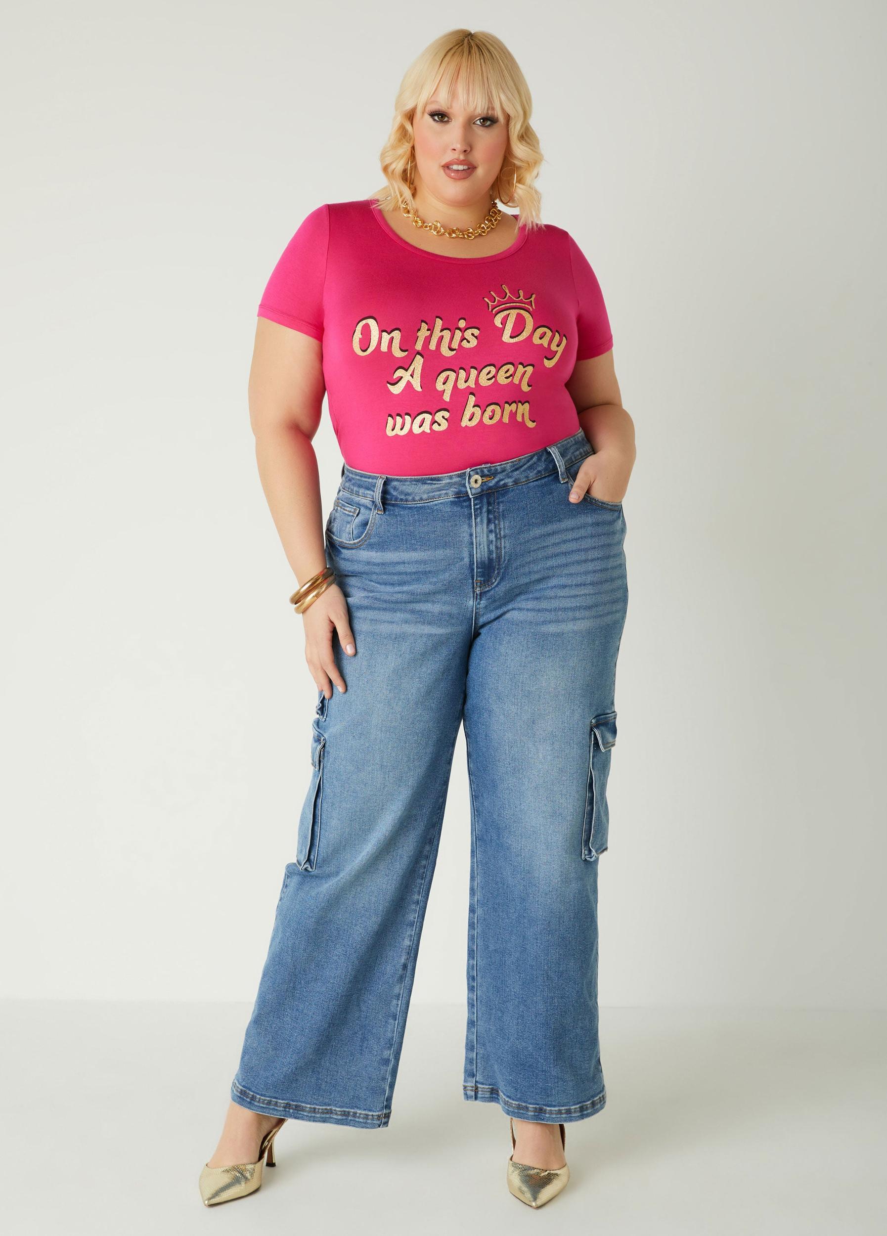 Plus Size On This Day Glittered Graphic Tee Ashley Stewart Product Image