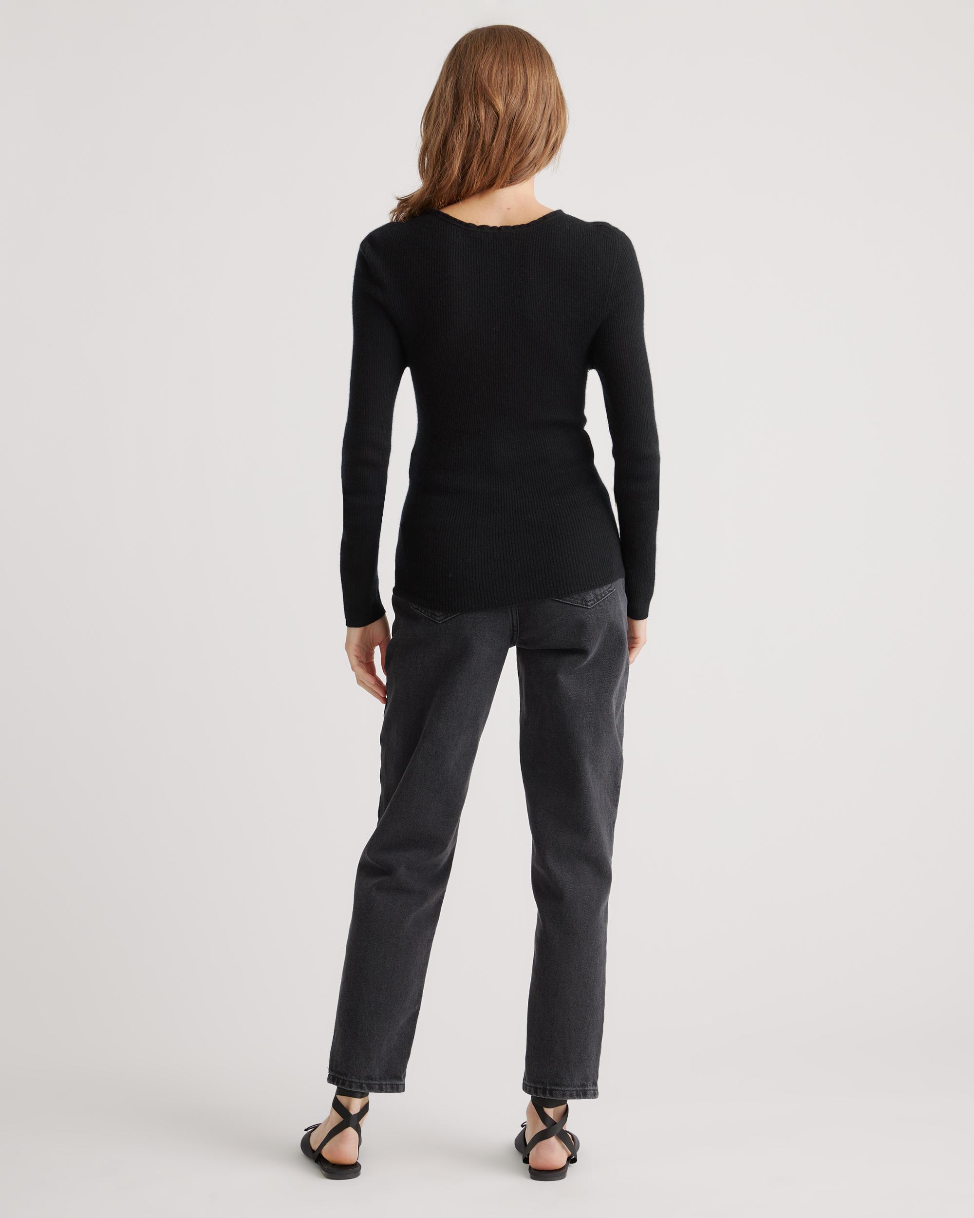 Quince | Women's Featherweight Cashmere Ribbed Crewneck Sweater Size XS Product Image