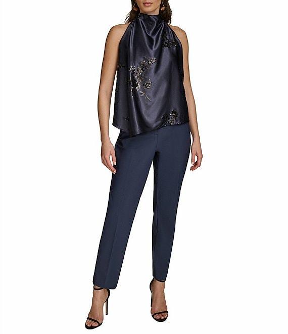 Donna Karan Floral Sequin Mock Neck Sleeveless Top Product Image