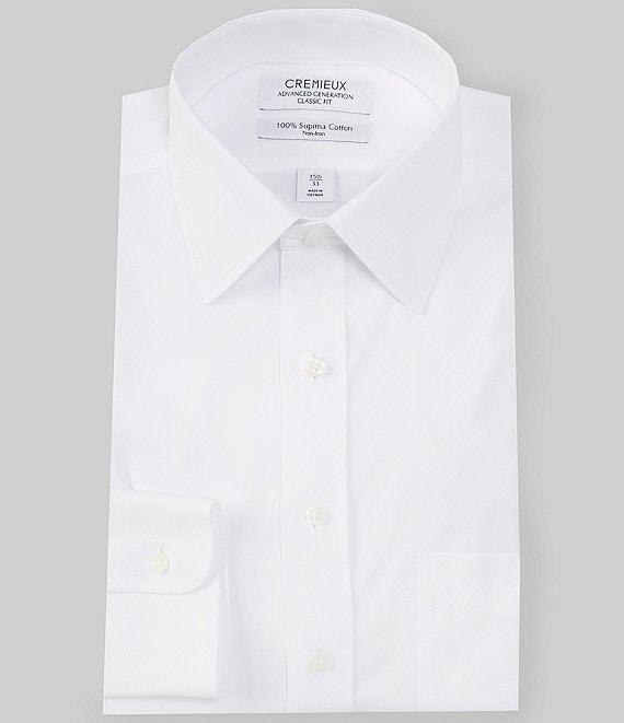 Cremieux Classic Fit Non-Iron Point Collar Solid Pinpoint Dress Shirt Product Image