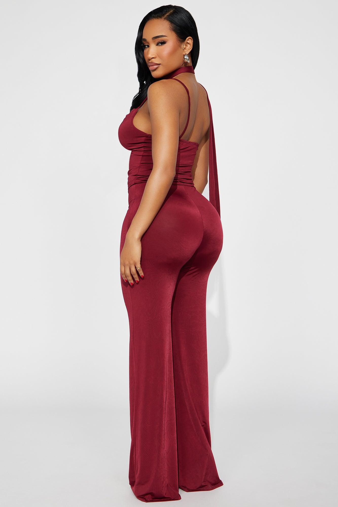 End Of The Night Jumpsuit - Burgundy Female Product Image