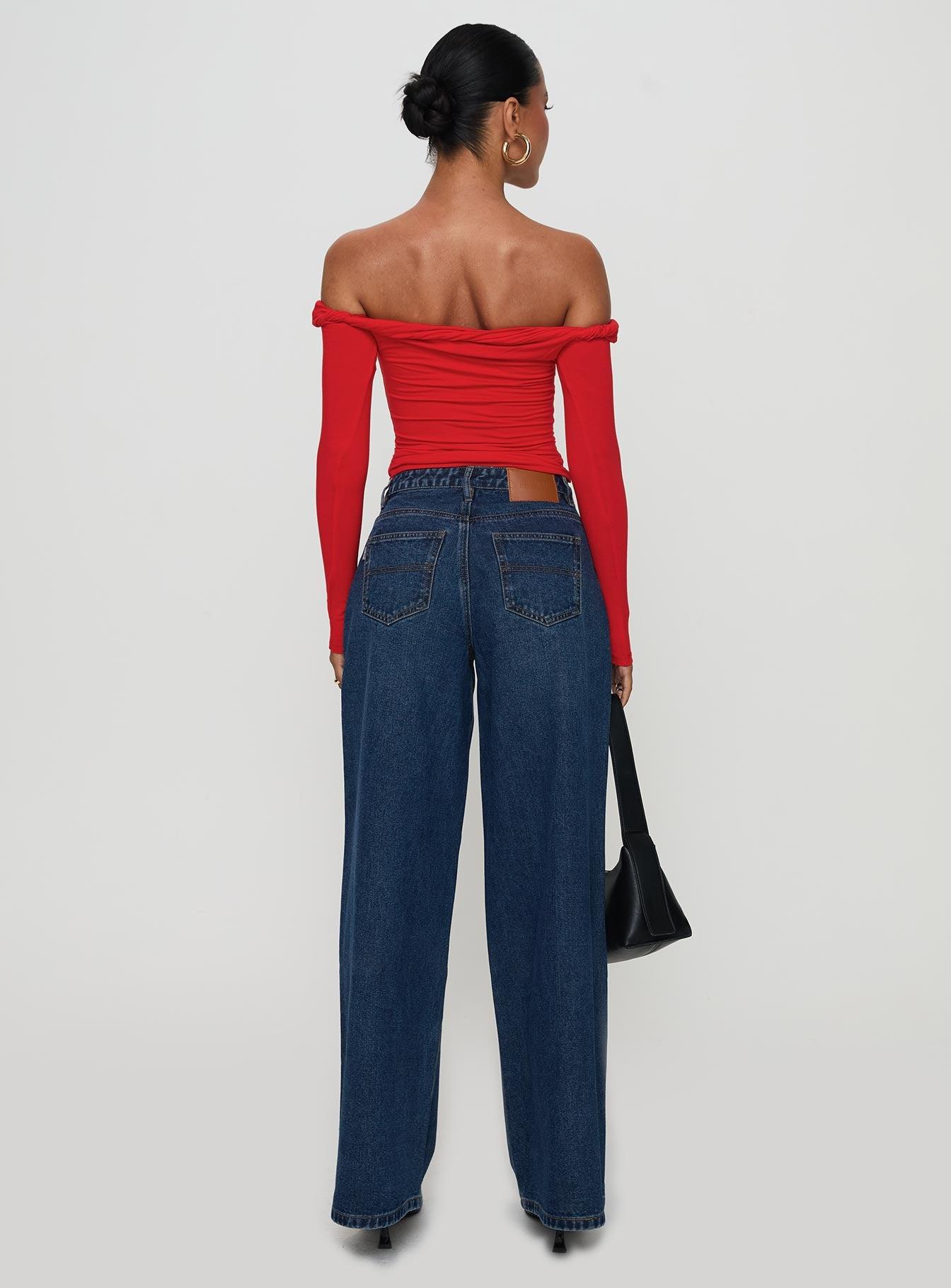 Naylor Rip Wide Leg Jeans Dark Blue Wash Product Image