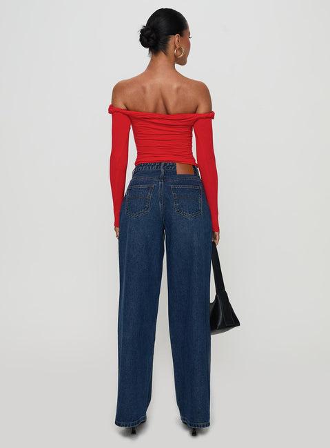 Naylor Rip Wide Leg Jeans Dark Blue Wash Product Image